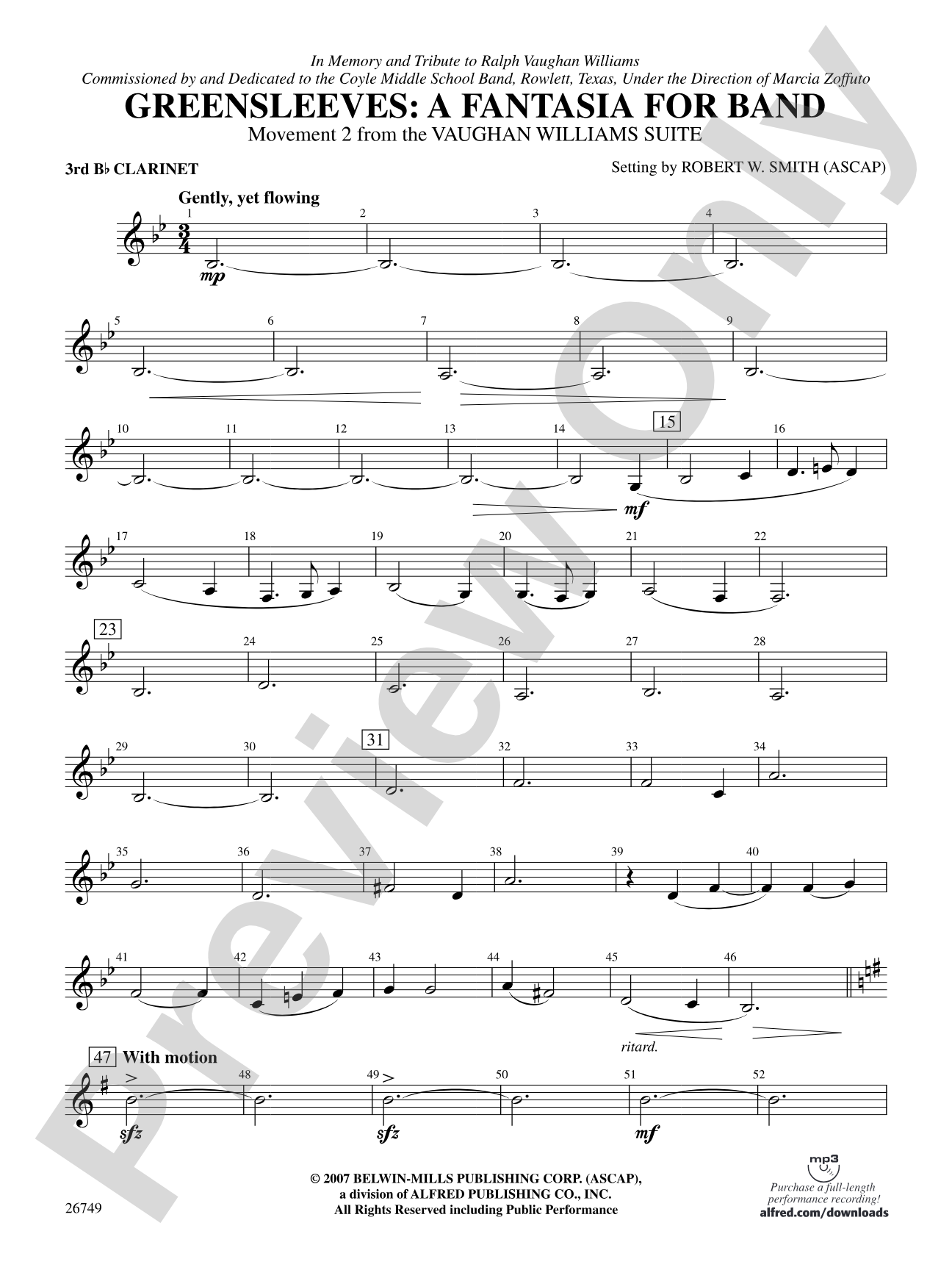 Greensleeves: A Fantasia for Band: 3rd B-flat Clarinet