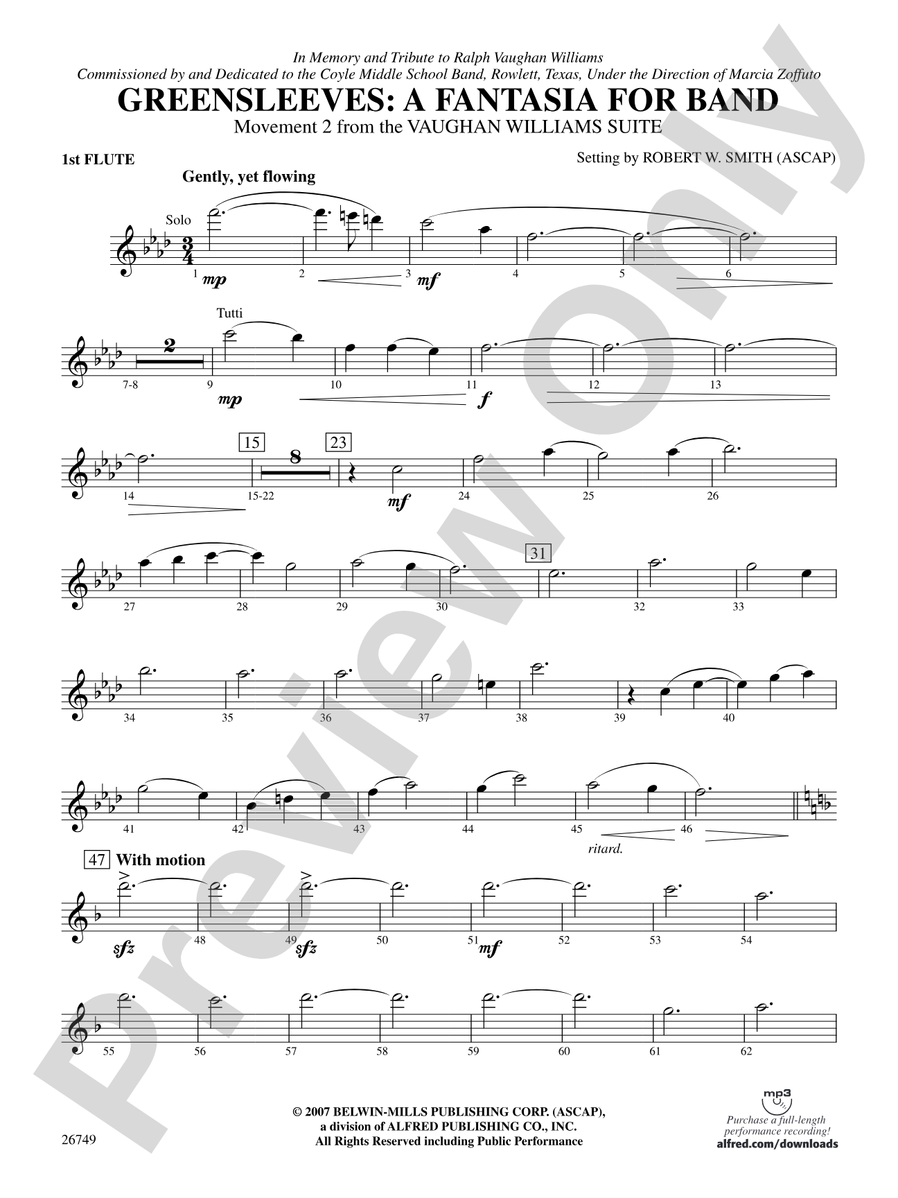 Greensleeves: A Fantasia for Band: Flute