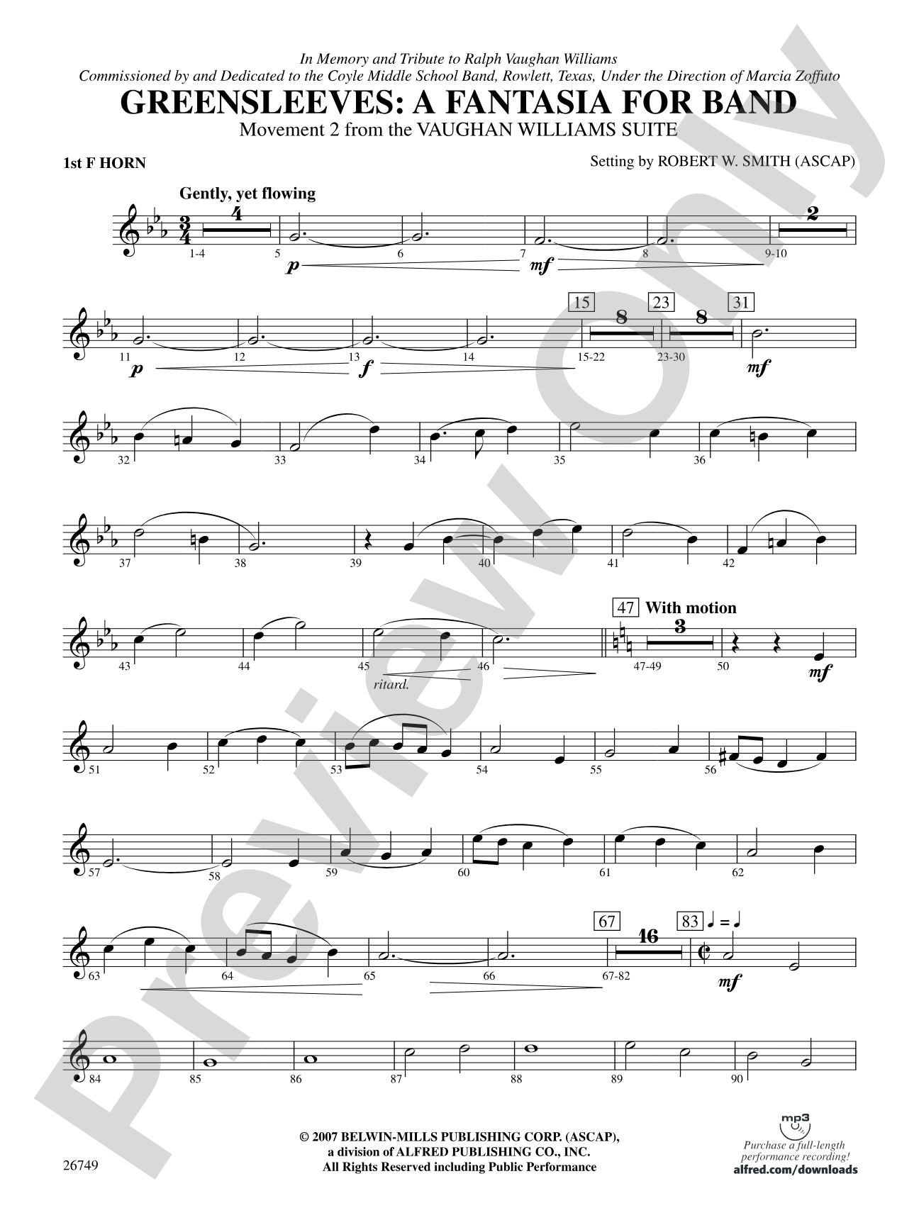 Greensleeves: A Fantasia for Band: 1st F Horn