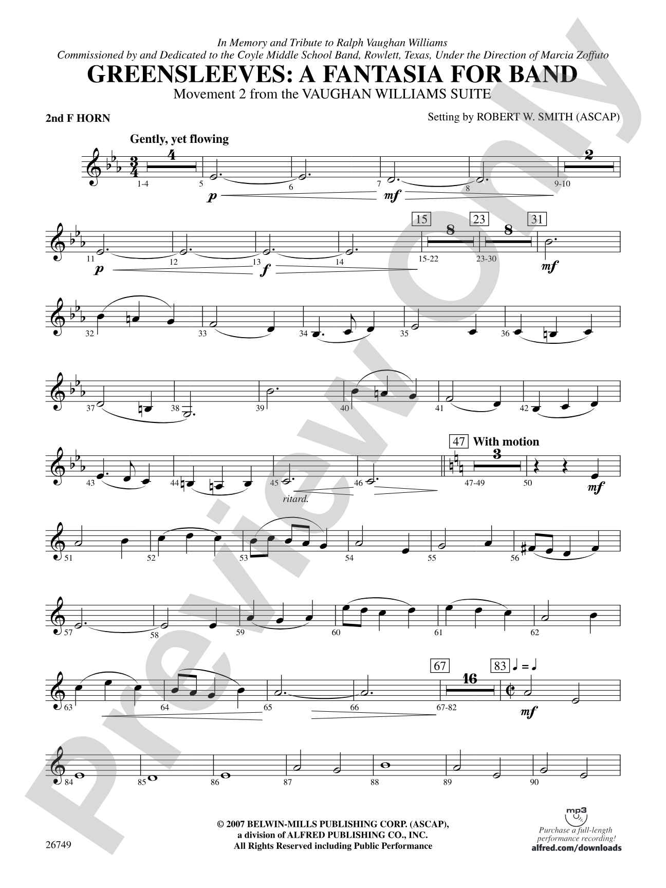 Greensleeves: A Fantasia for Band: 2nd F Horn