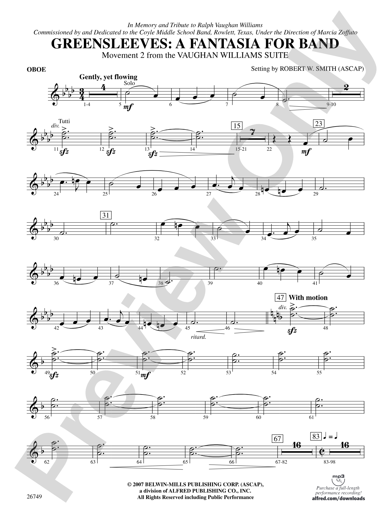 Greensleeves: A Fantasia for Band: Oboe