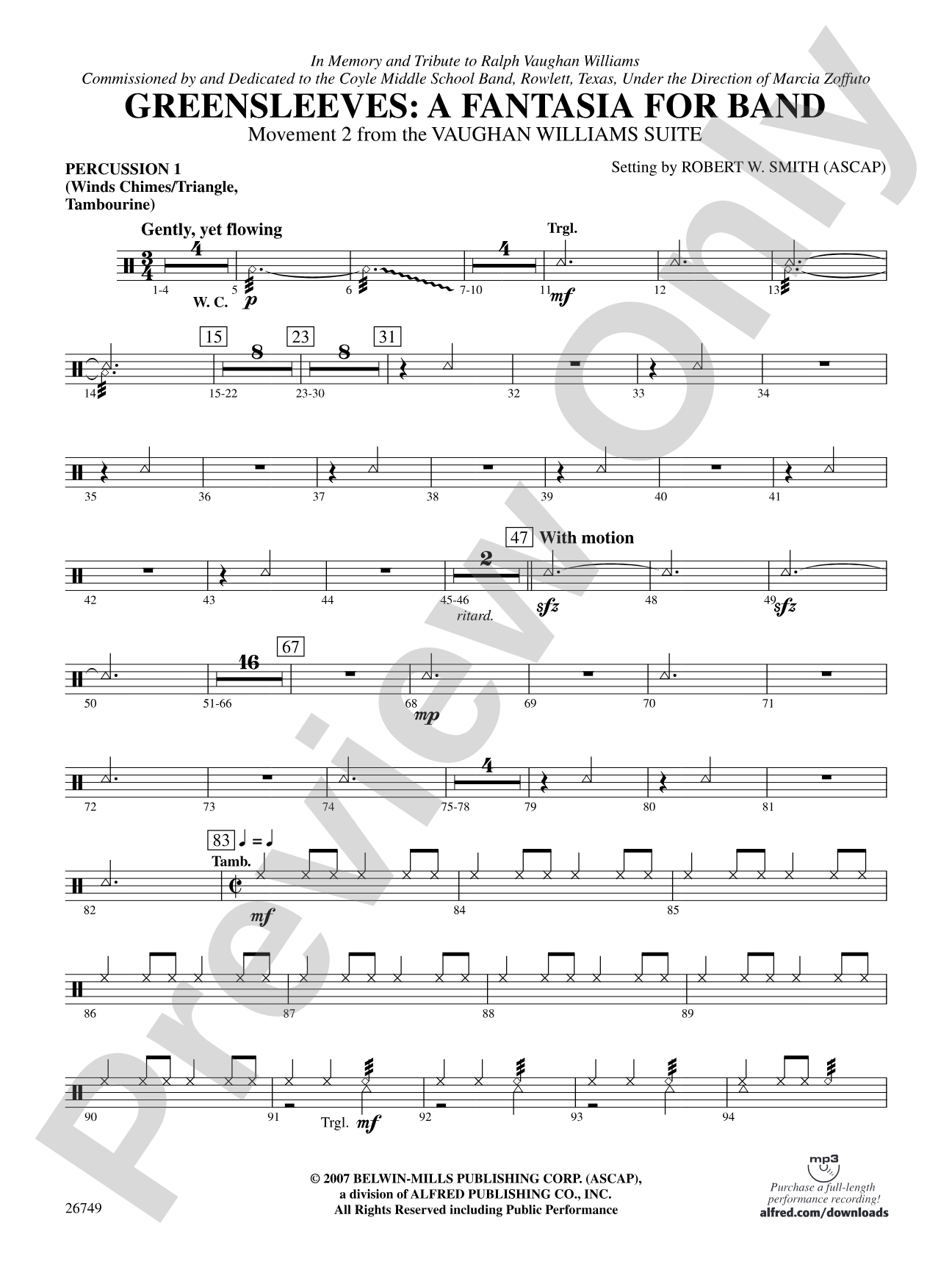 Greensleeves: A Fantasia for Band: 1st Percussion