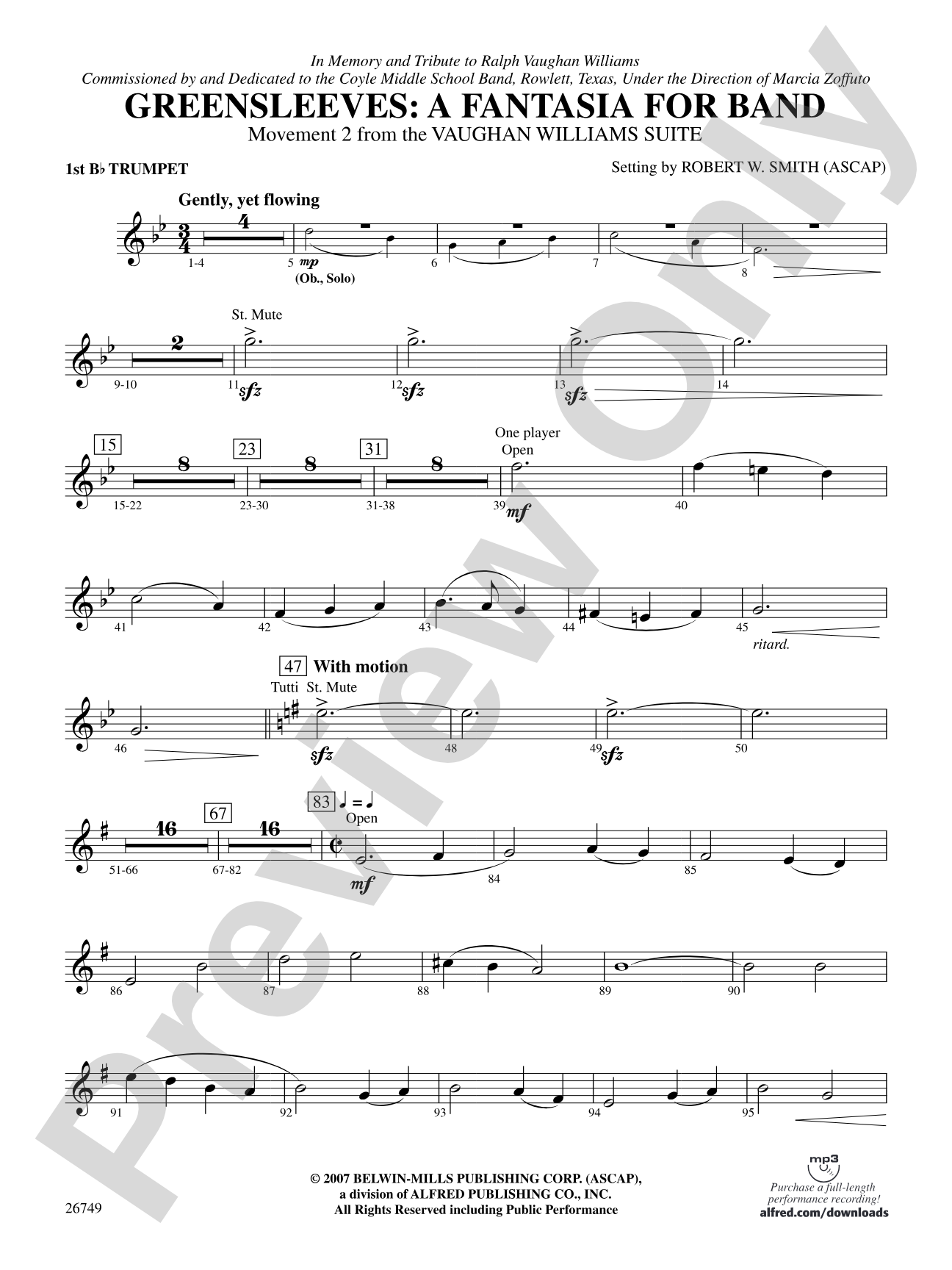Greensleeves: A Fantasia for Band: 1st B-flat Trumpet