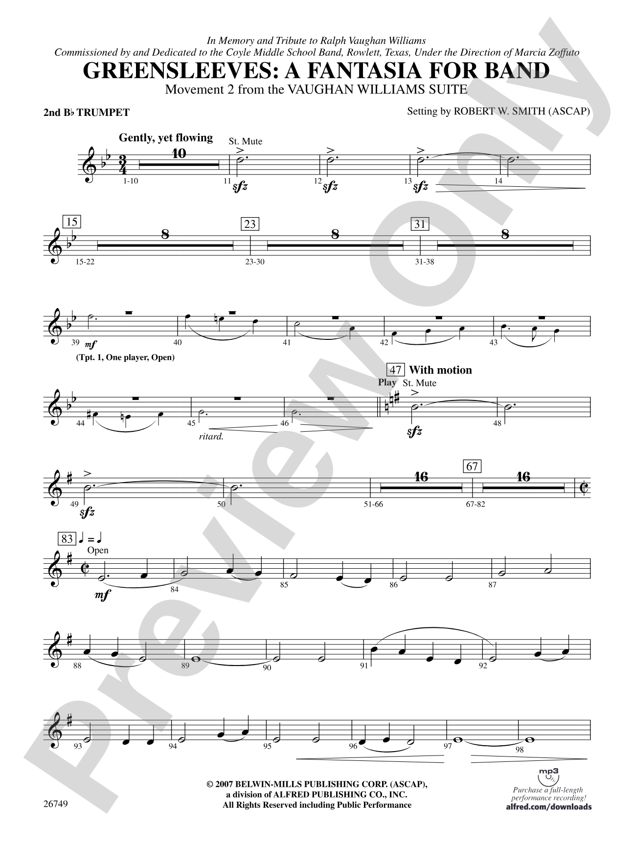 Greensleeves: A Fantasia for Band: 2nd B-flat Trumpet