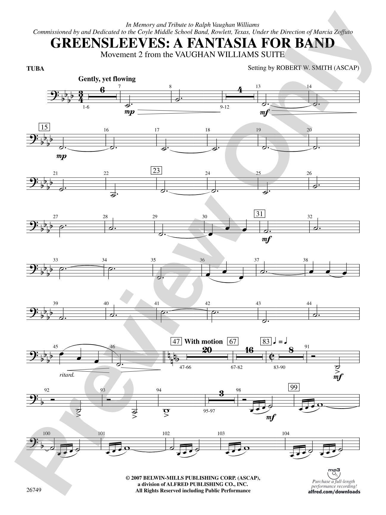 Greensleeves: A Fantasia for Band: Tuba