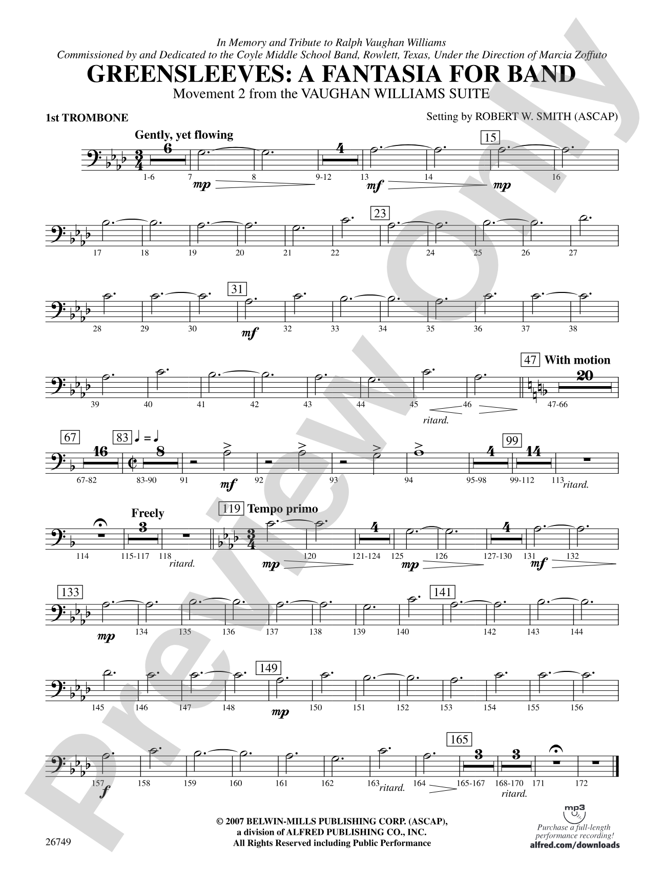 Greensleeves: A Fantasia for Band: 1st Trombone