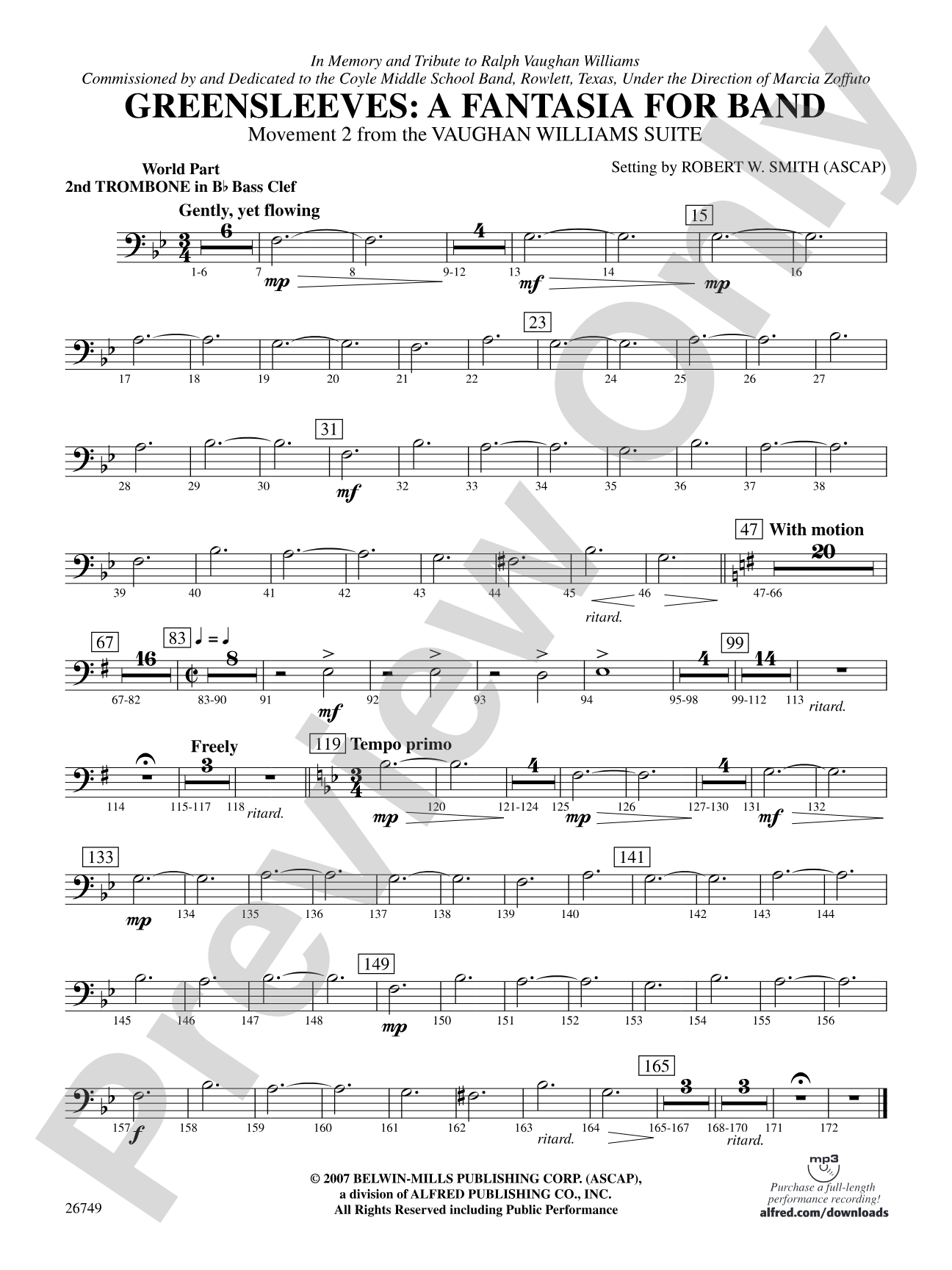 Greensleeves: (wp) 2nd B-flat Trombone B.C.