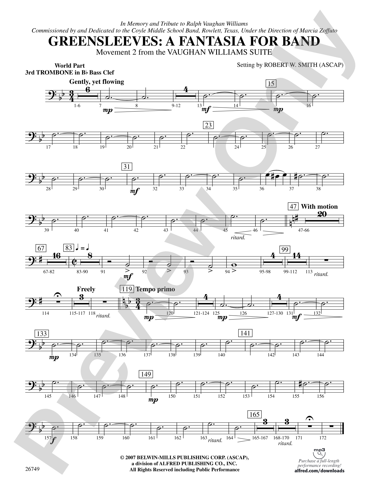 Greensleeves: (wp) 3rd B-flat Trombone B.C.
