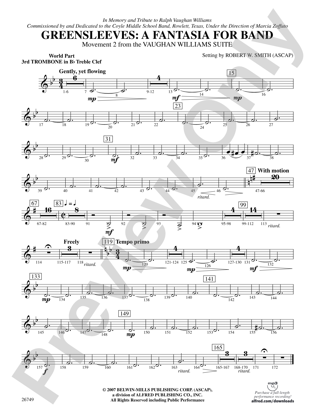 Greensleeves: (wp) 3rd B-flat Trombone T.C.