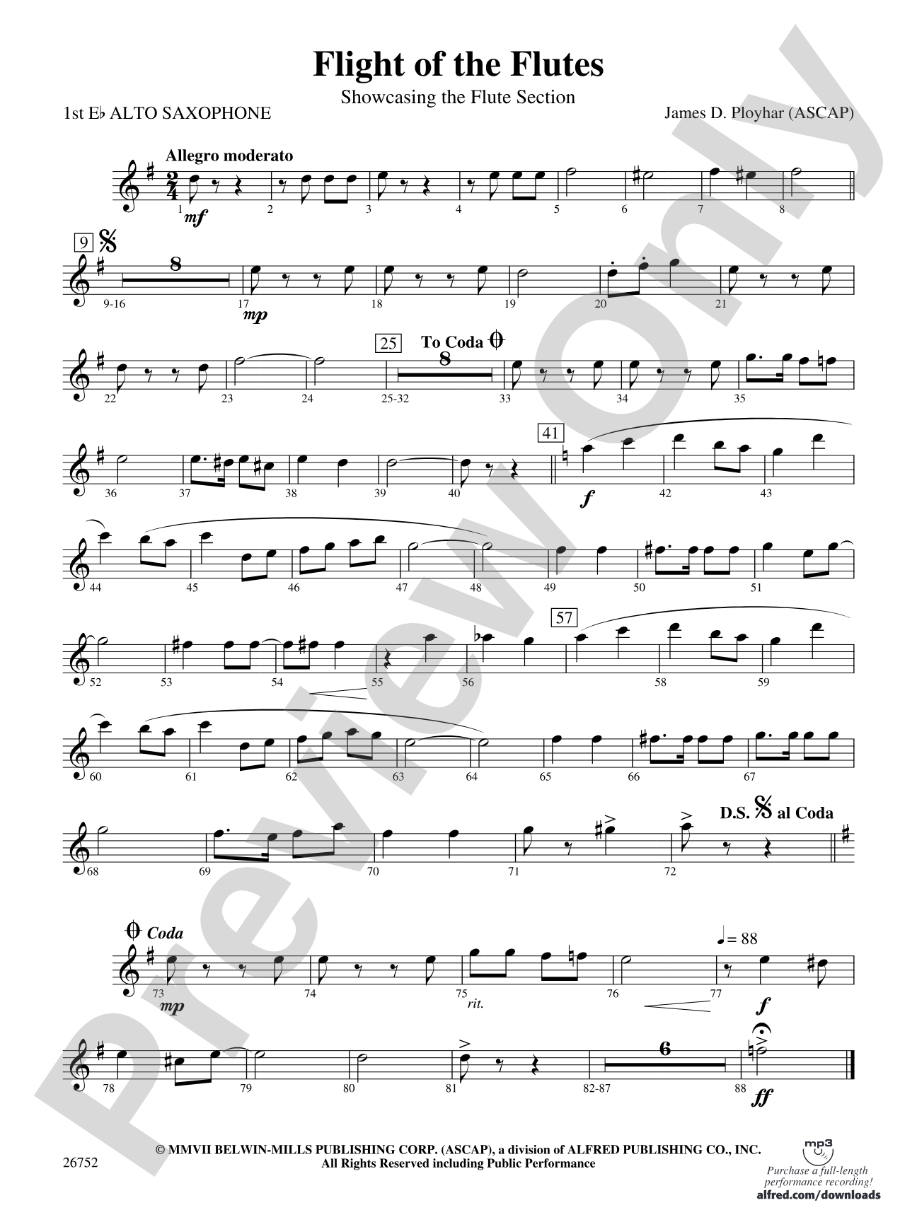 Flight of the Flutes (Showcasing the Flute Section): E-flat Alto Saxophone