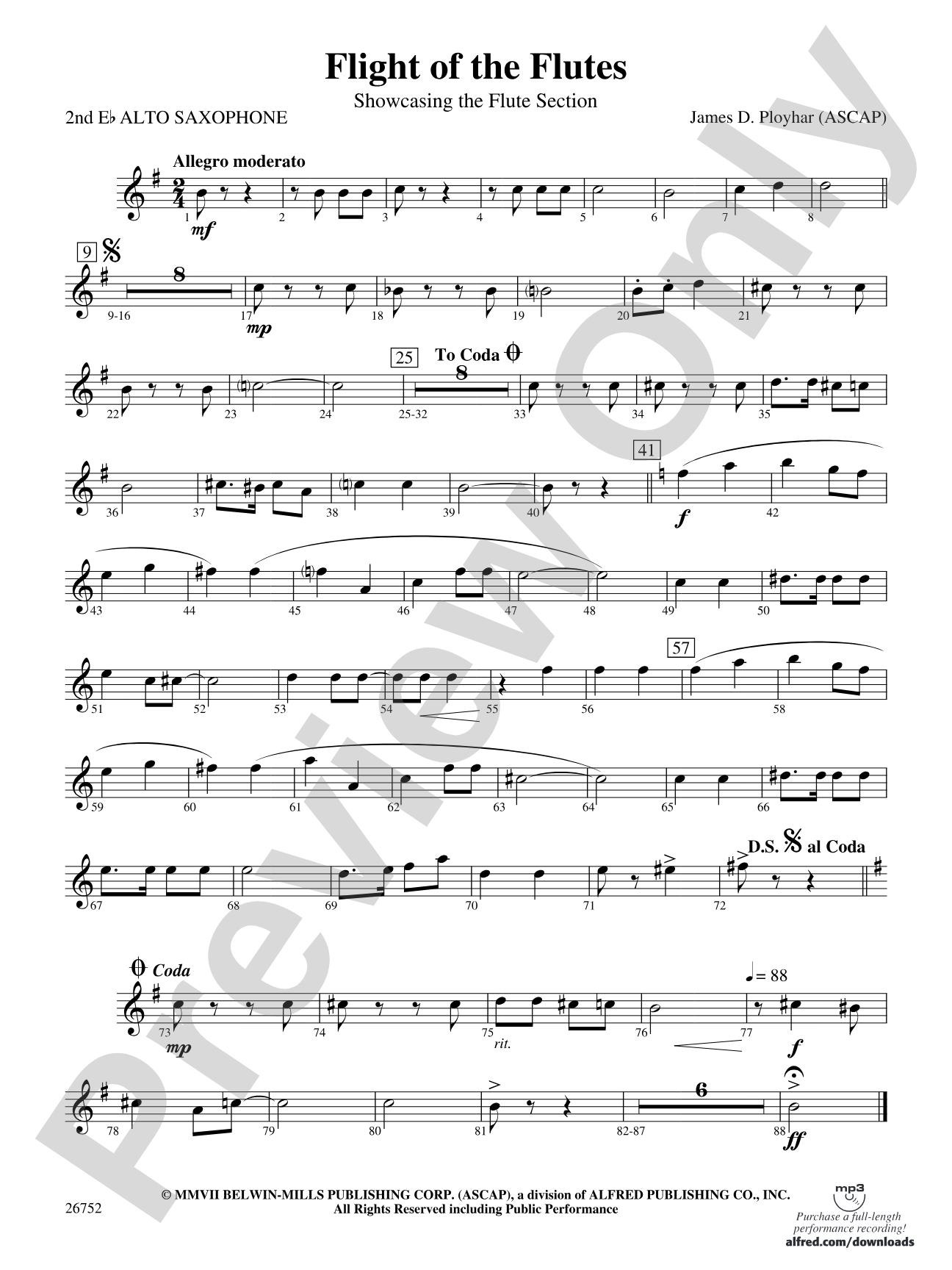 Flight of the Flutes (Showcasing the Flute Section): 2nd E-flat Alto Saxophone