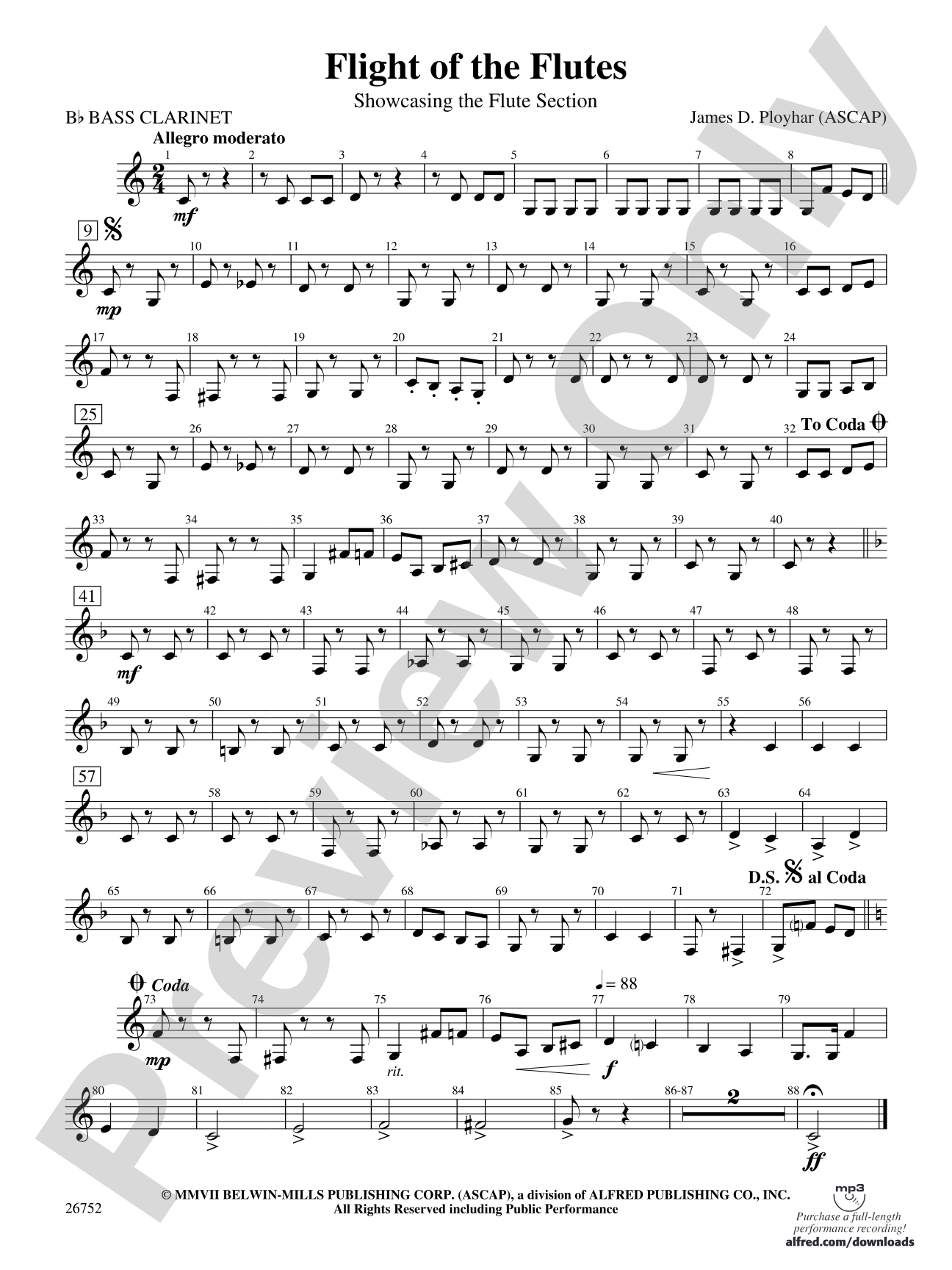 Flight of the Flutes (Showcasing the Flute Section): B-flat Bass Clarinet