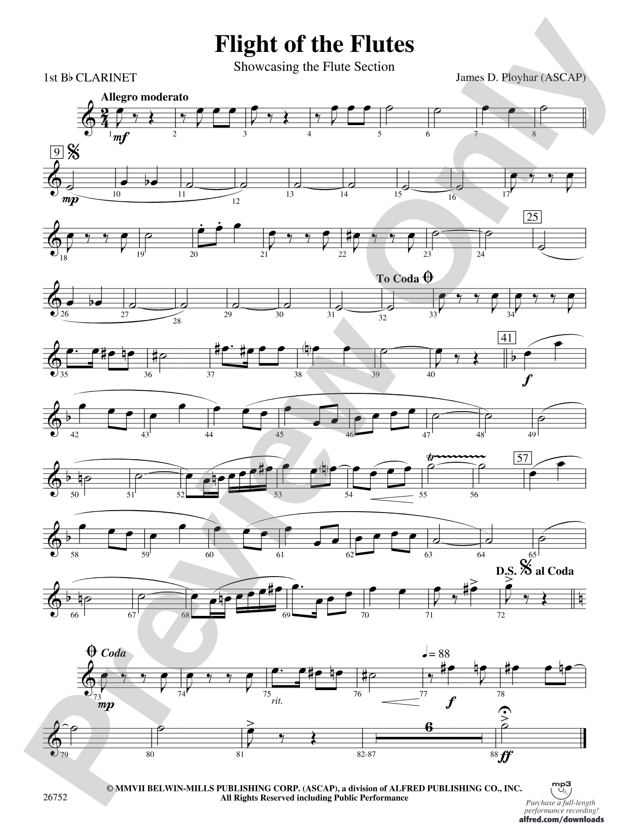 Flight of the Flutes (Showcasing the Flute Section): 1st B-flat Clarinet