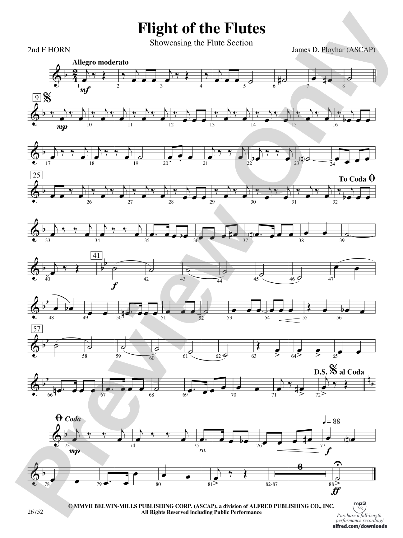 Flight of the Flutes (Showcasing the Flute Section): 2nd F Horn