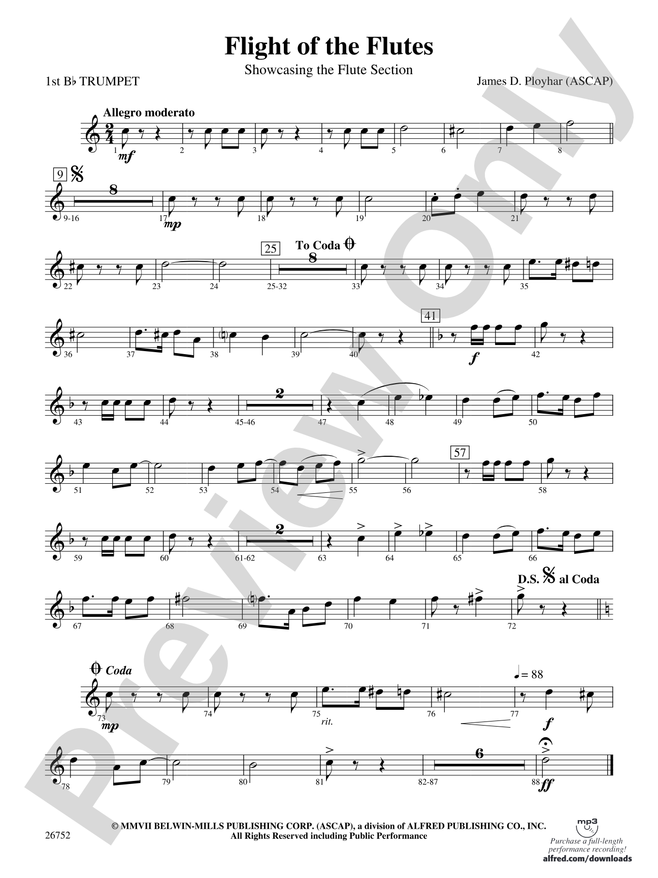 Flight of the Flutes (Showcasing the Flute Section): 1st B-flat Trumpet
