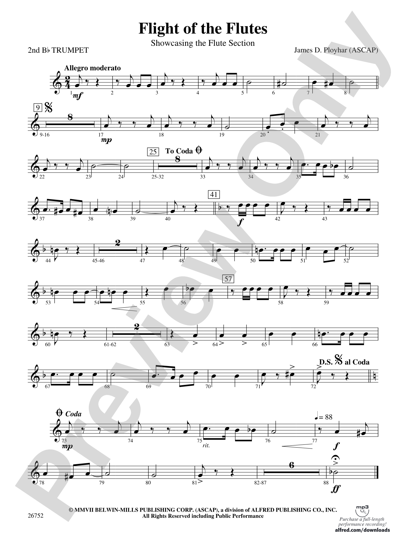 Flight of the Flutes (Showcasing the Flute Section): 2nd B-flat Trumpet