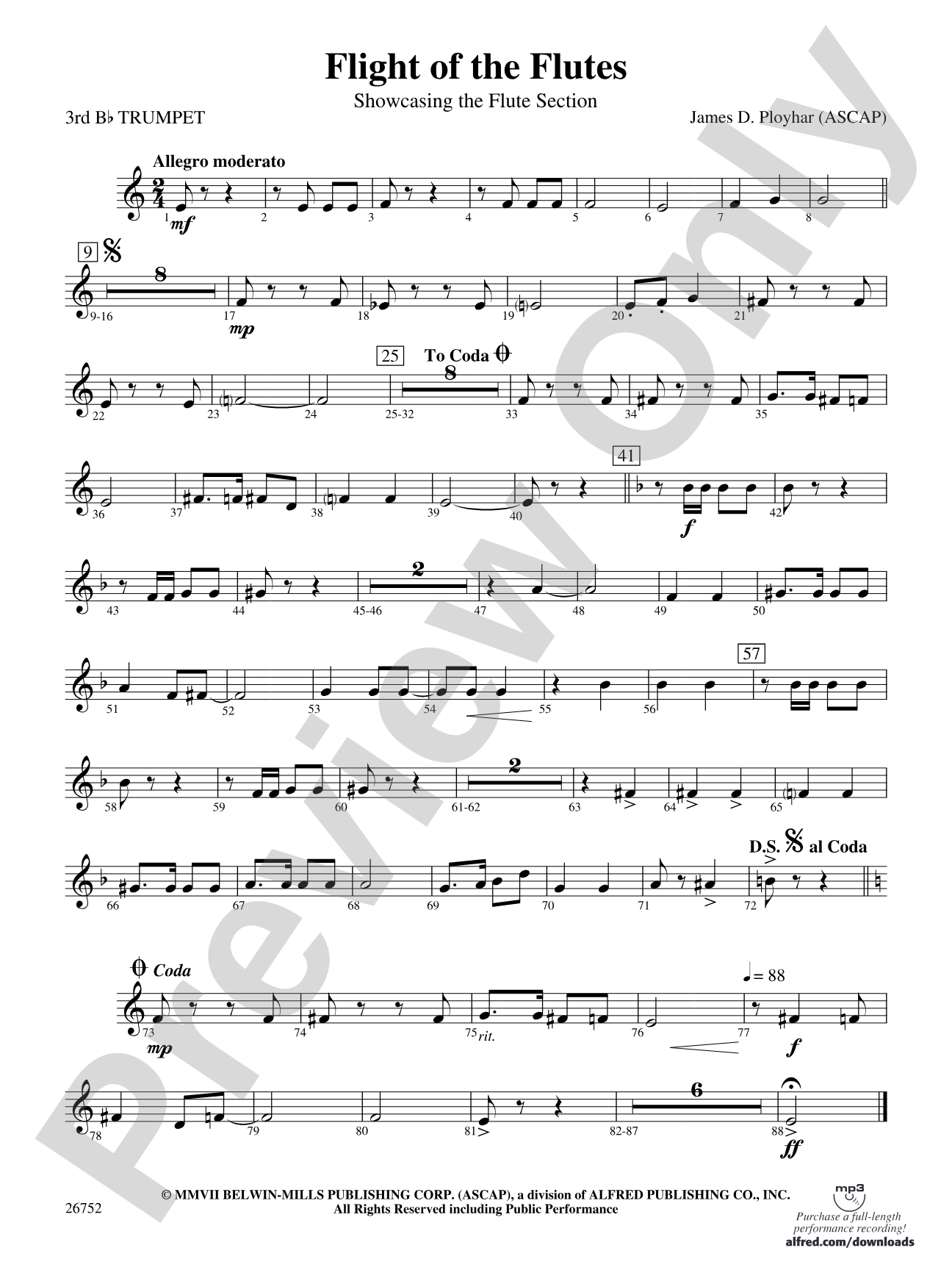 Flight of the Flutes (Showcasing the Flute Section): 3rd B-flat Trumpet