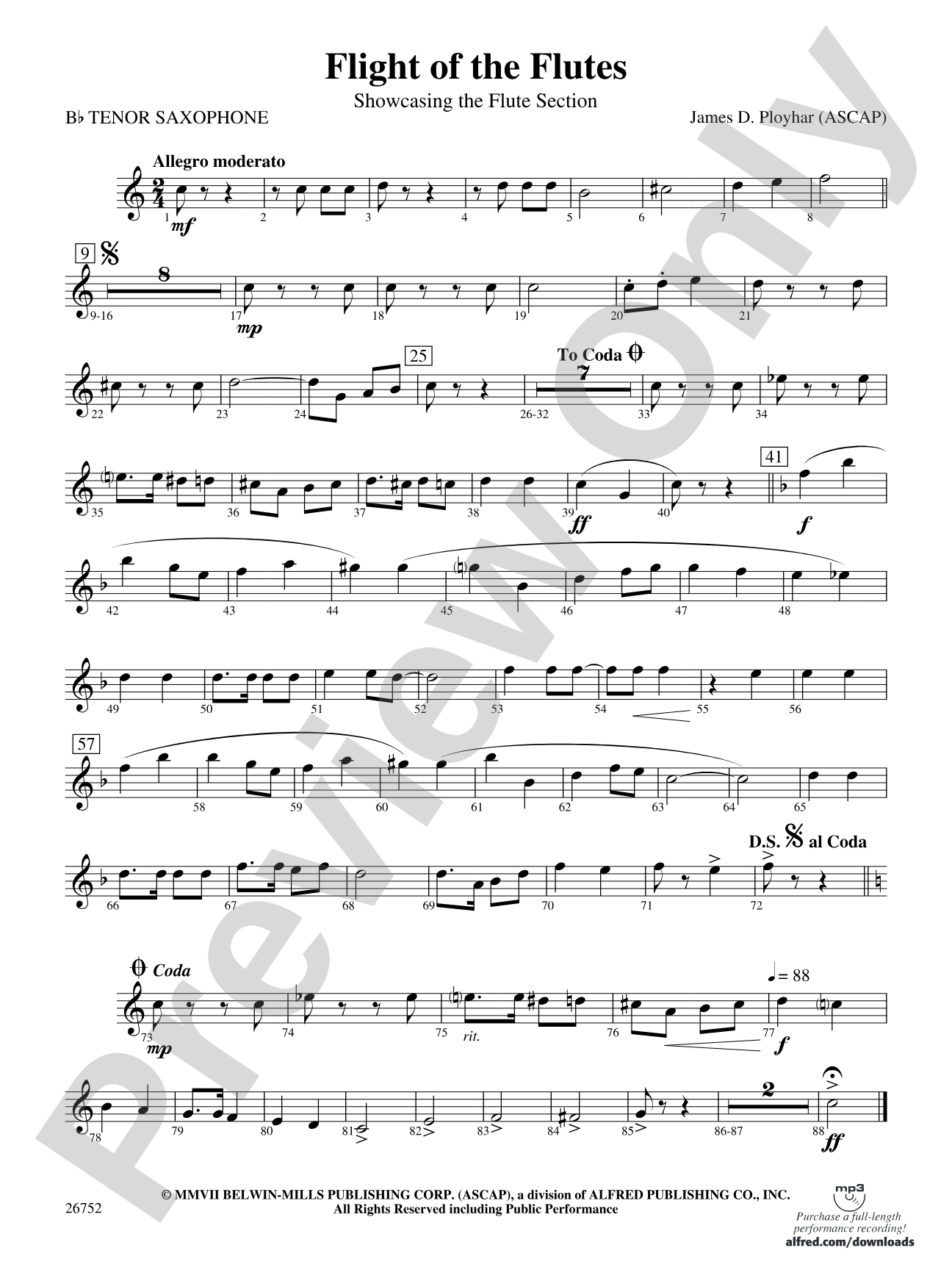 Flight of the Flutes (Showcasing the Flute Section): B-flat Tenor Saxophone