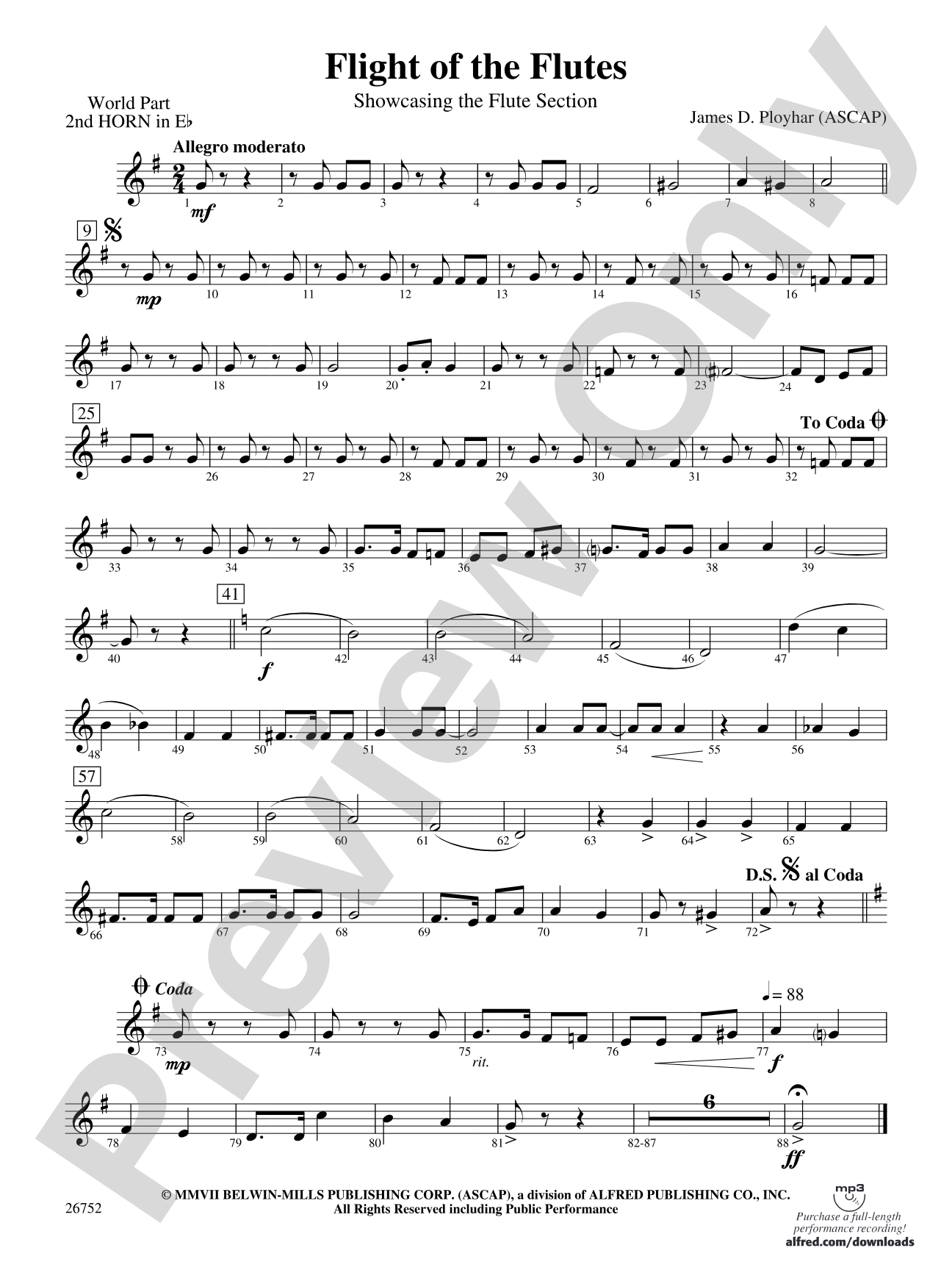 Flight of the Flutes (Showcasing the Flute Section): (wp) 2nd Horn in E-flat