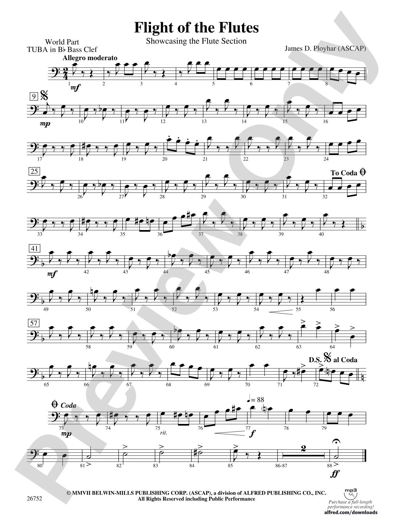 Flight of the Flutes (Showcasing the Flute Section): (wp) B-flat Tuba B.C.