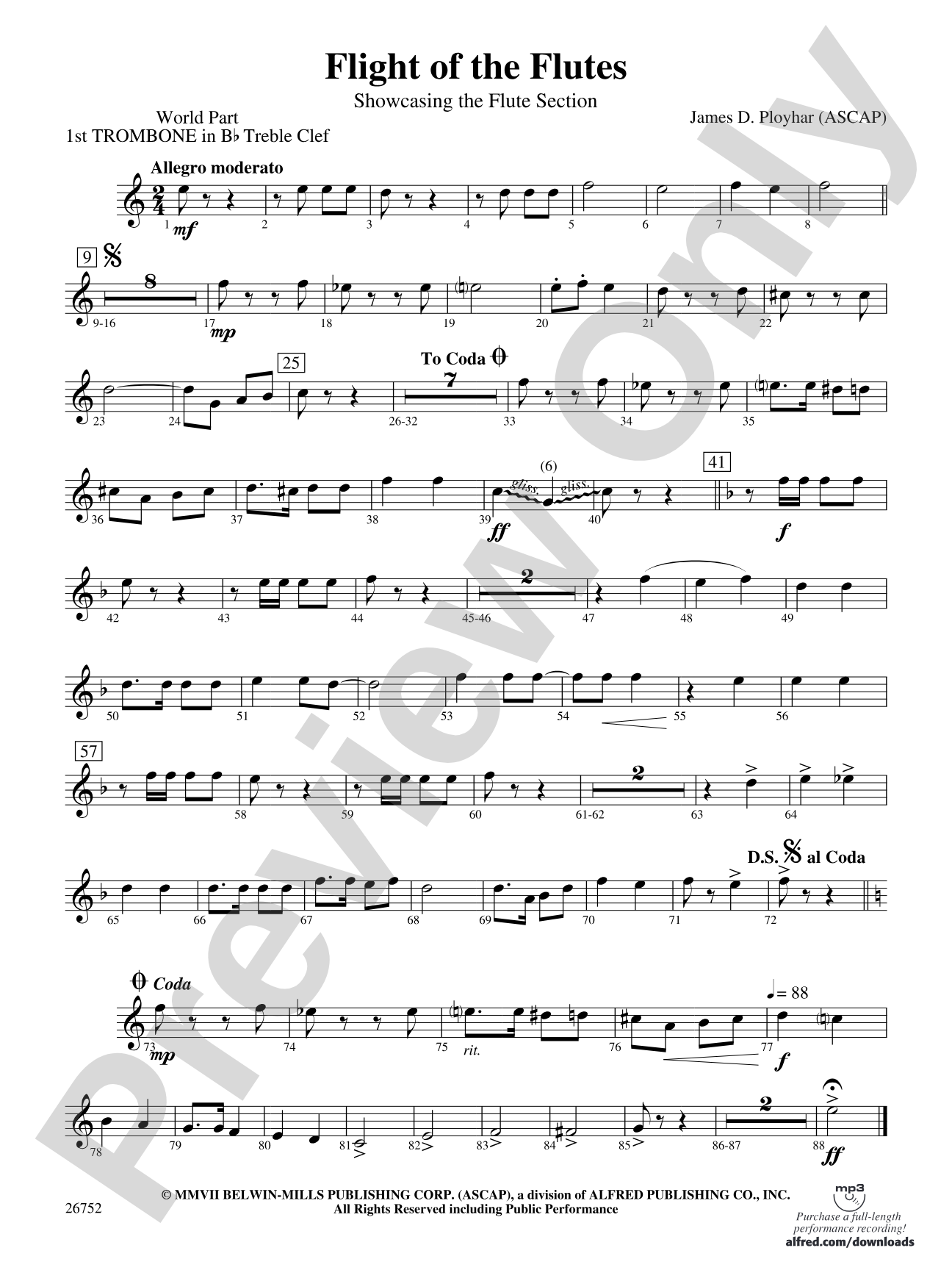 Flight of the Flutes (Showcasing the Flute Section): (wp) 1st B-flat Trombone T.C.