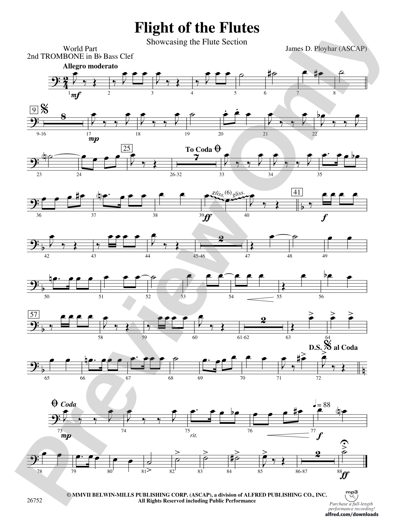 Flight of the Flutes (Showcasing the Flute Section): (wp) 2nd B-flat Trombone B.C.