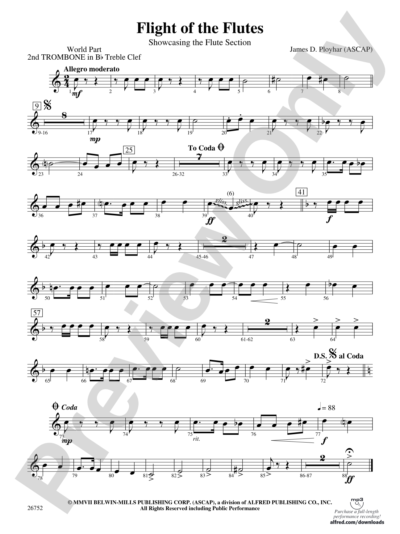 Flight of the Flutes (Showcasing the Flute Section): (wp) 2nd B-flat Trombone T.C.