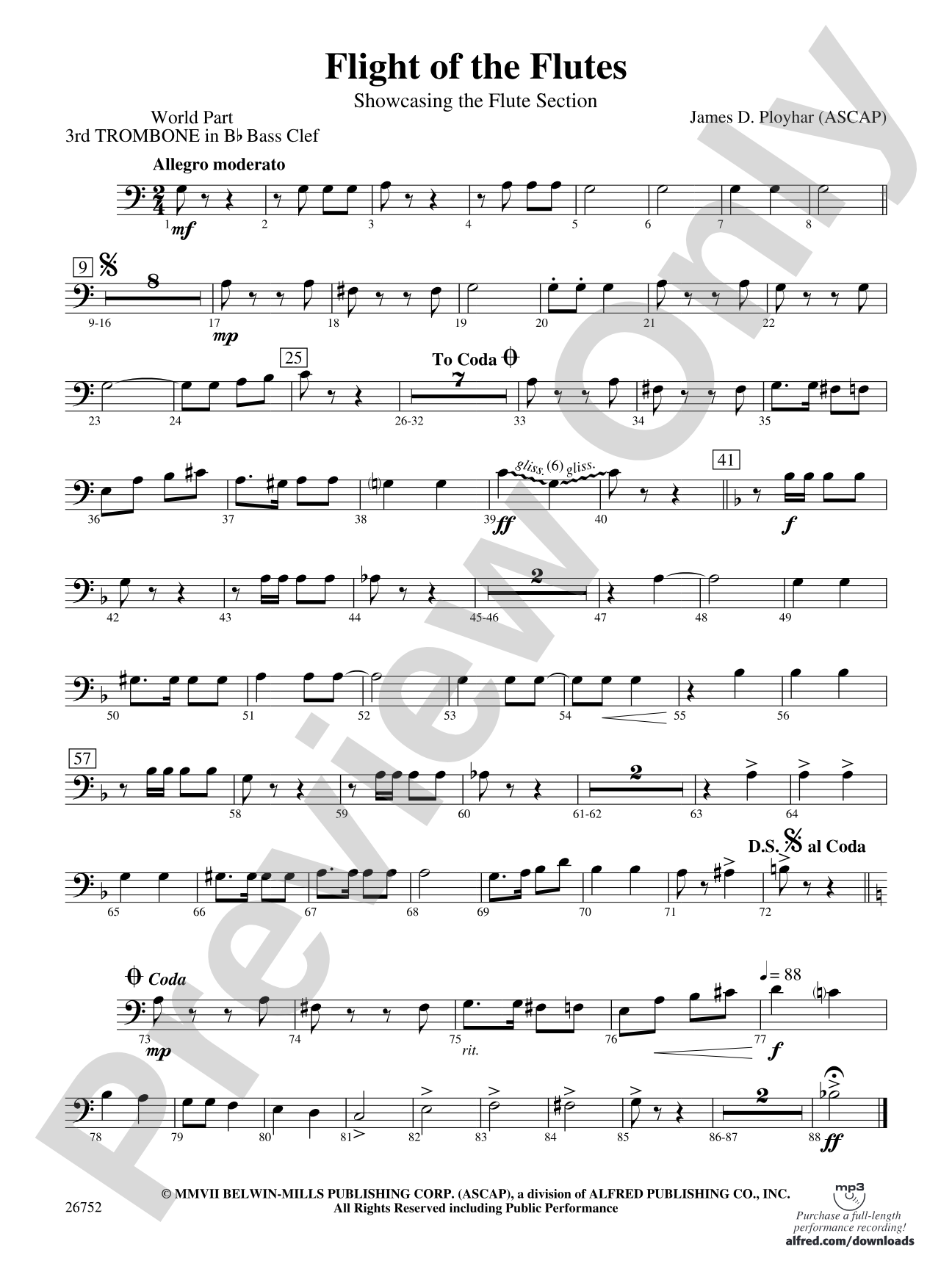 Flight of the Flutes (Showcasing the Flute Section): (wp) 3rd B-flat Trombone B.C.
