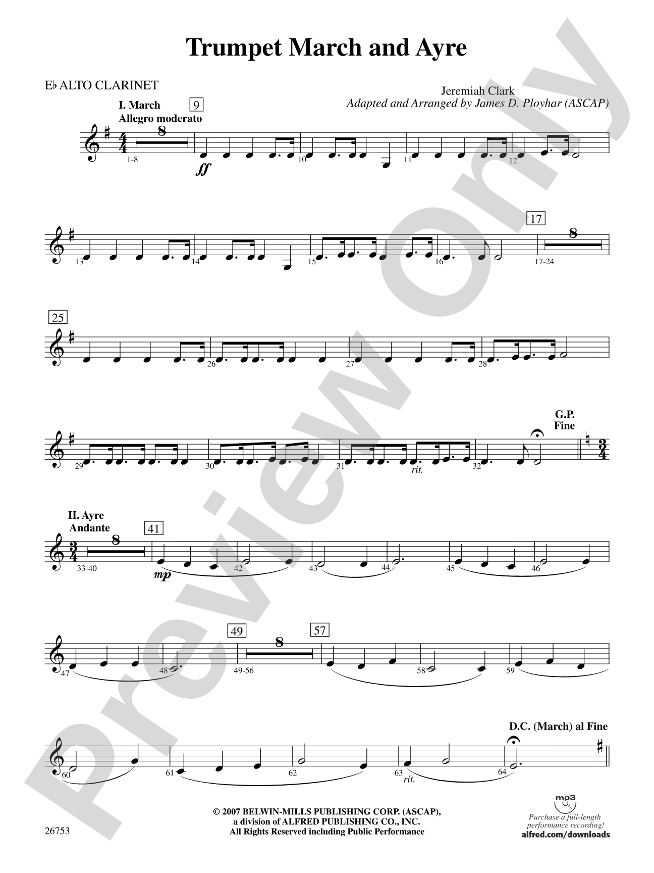 Trumpet March and Ayre: E-flat Alto Clarinet