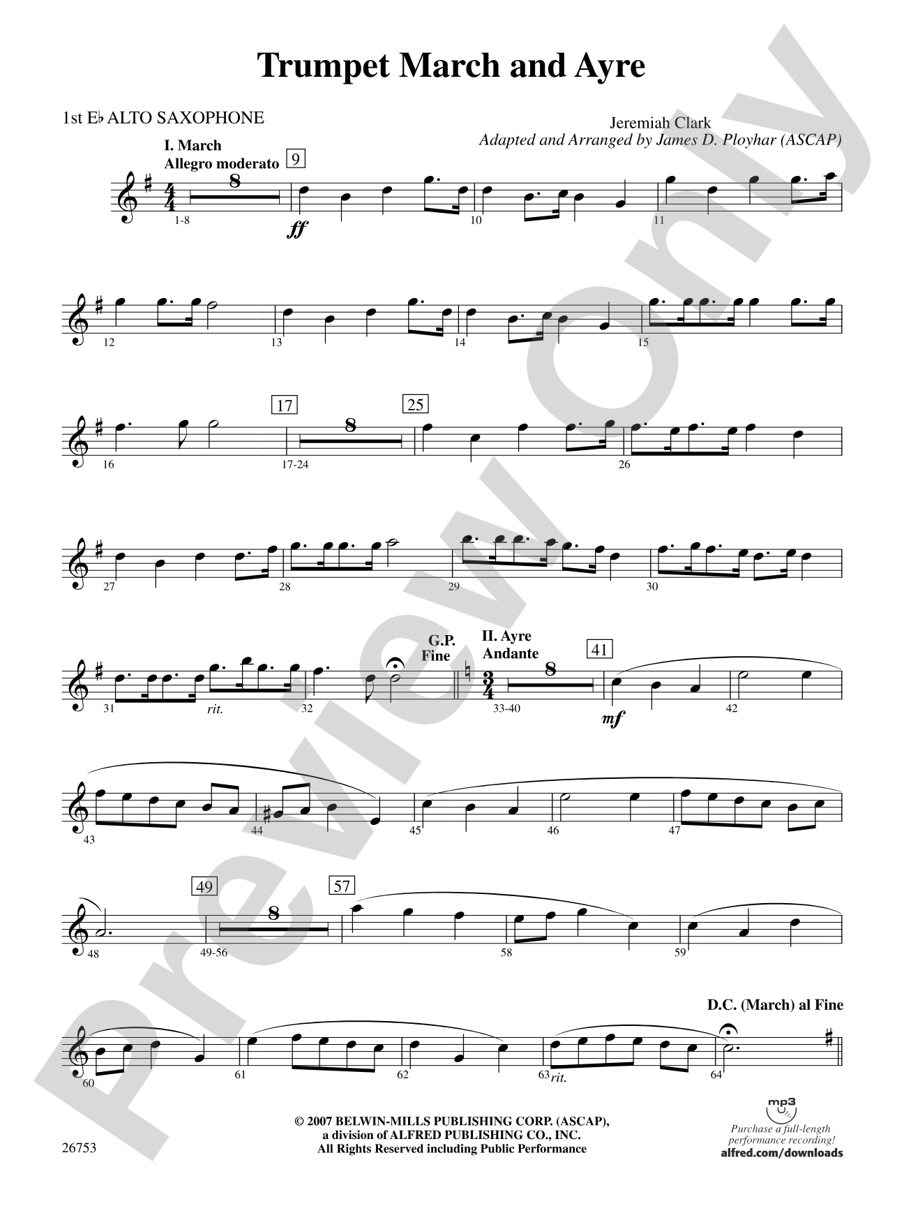 Trumpet March and Ayre: E-flat Alto Saxophone