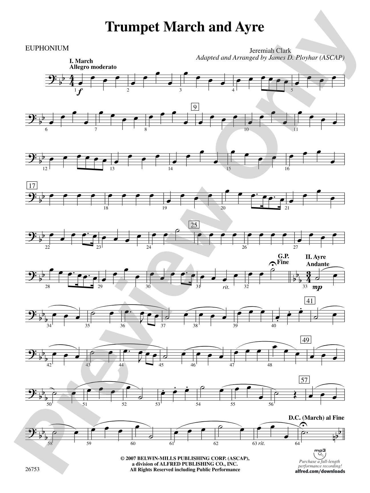 Trumpet March and Ayre: Baritone B.C.