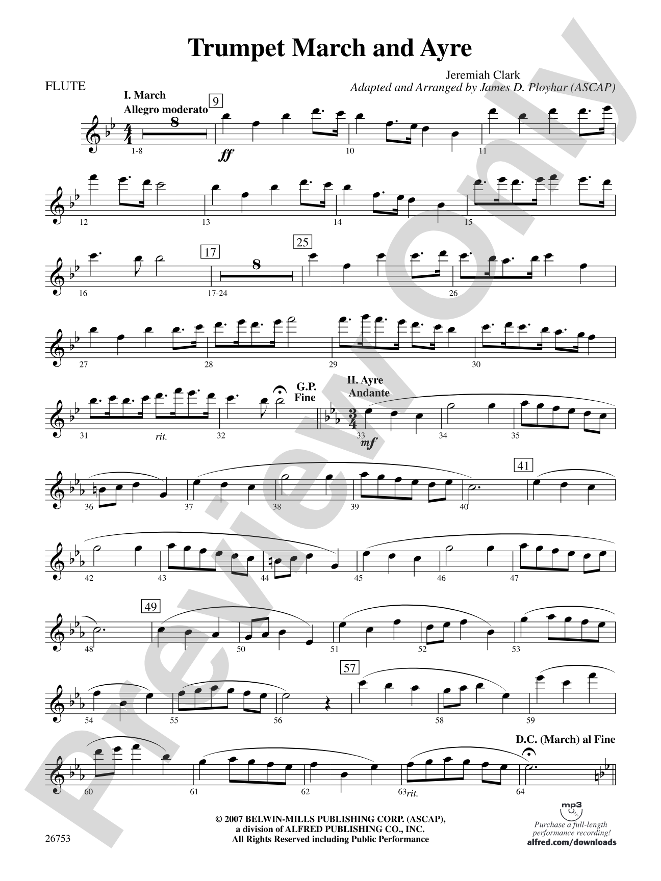 Trumpet March and Ayre: Flute