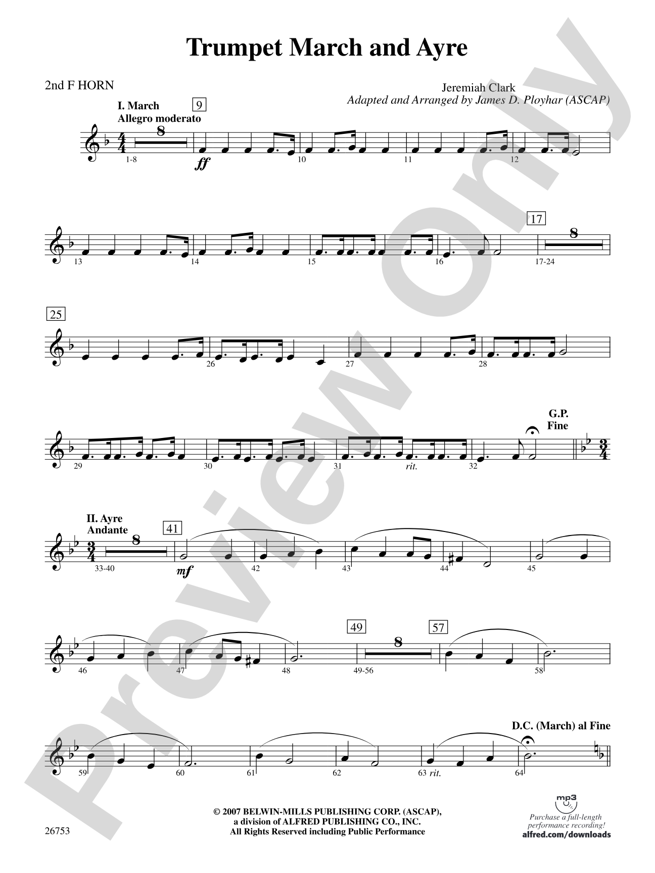 Trumpet March and Ayre: 2nd F Horn
