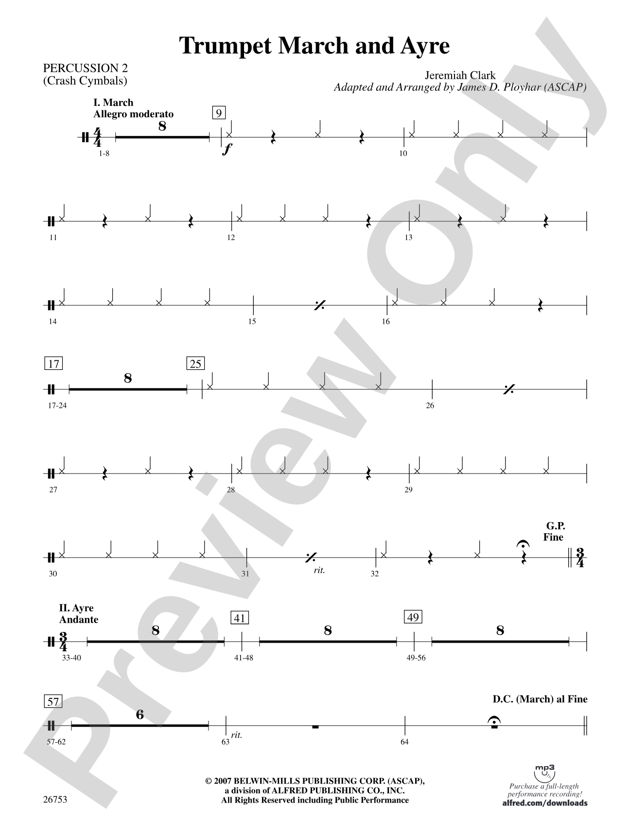 Trumpet March and Ayre: 2nd Percussion