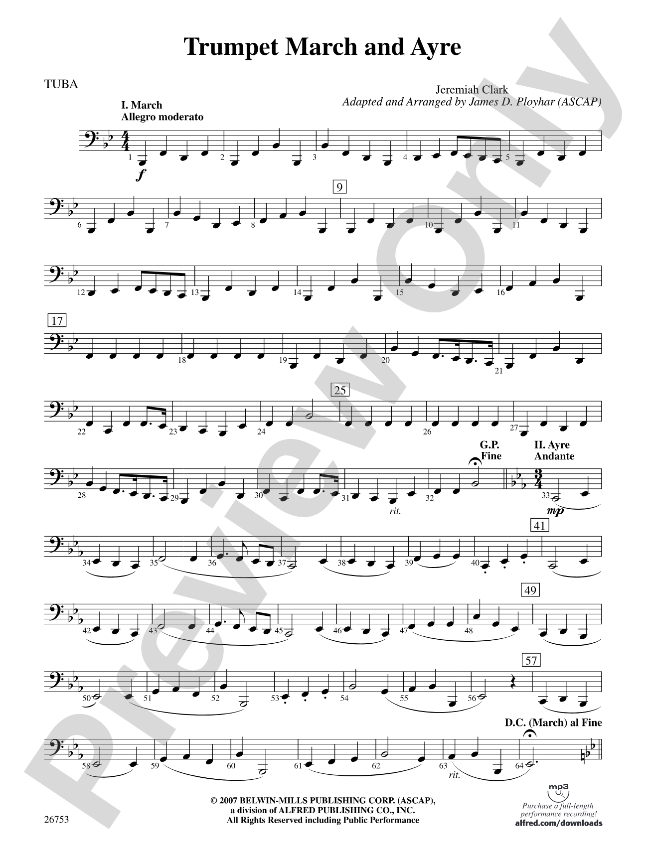 Trumpet March and Ayre: Tuba
