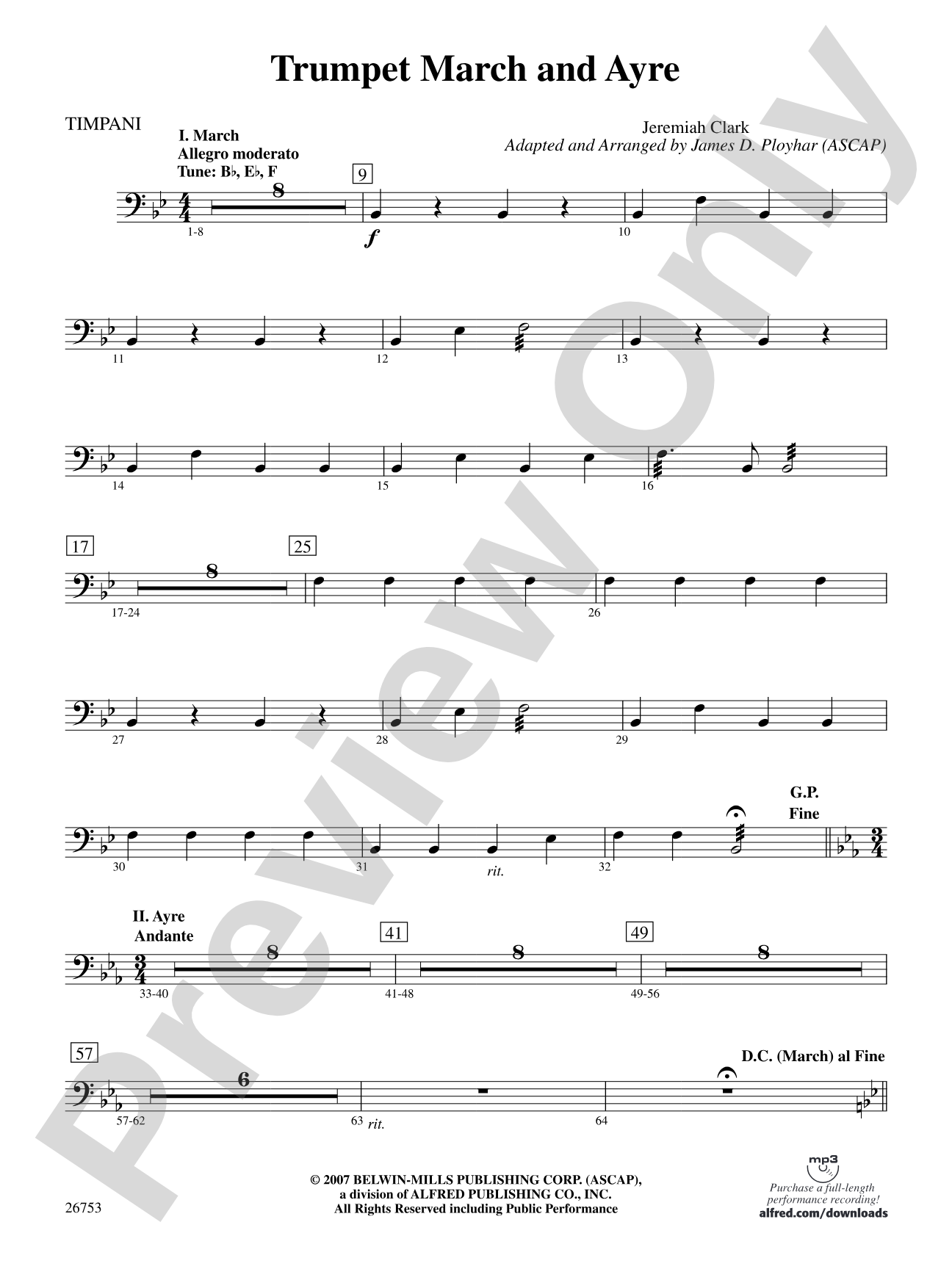 Trumpet March and Ayre: Timpani