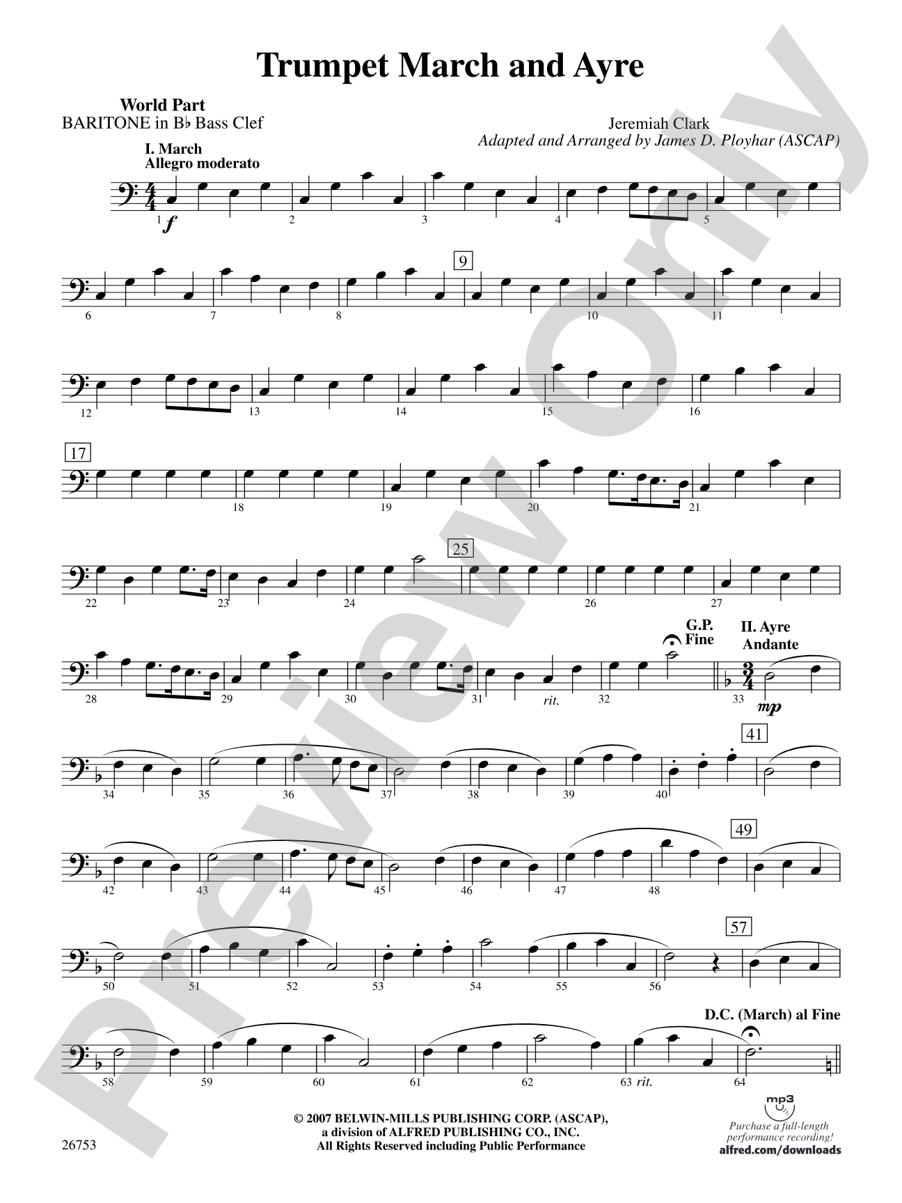 Trumpet March and Ayre: (wp) B-flat Baritone B.C.