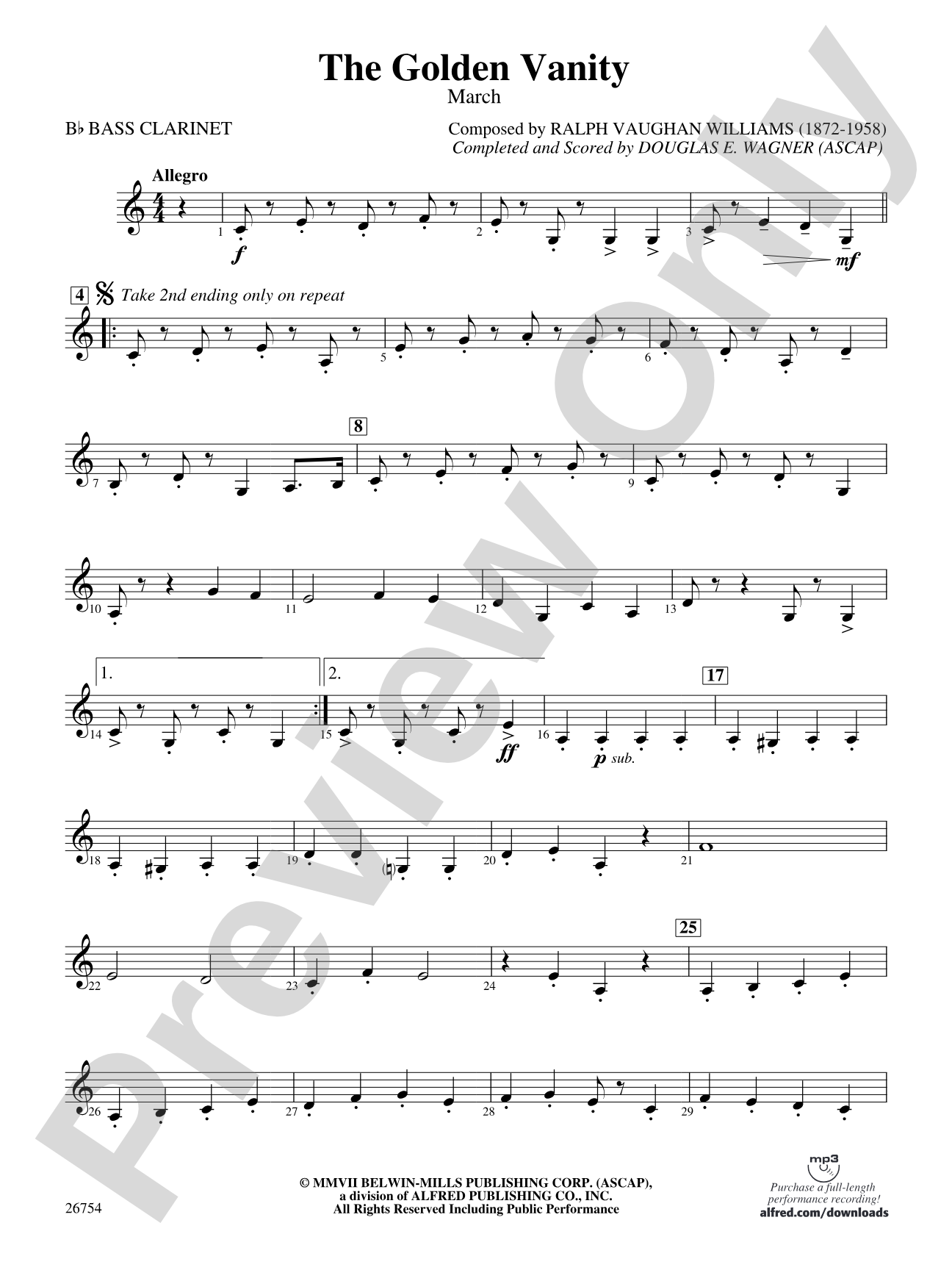 The Golden Vanity: B-flat Bass Clarinet