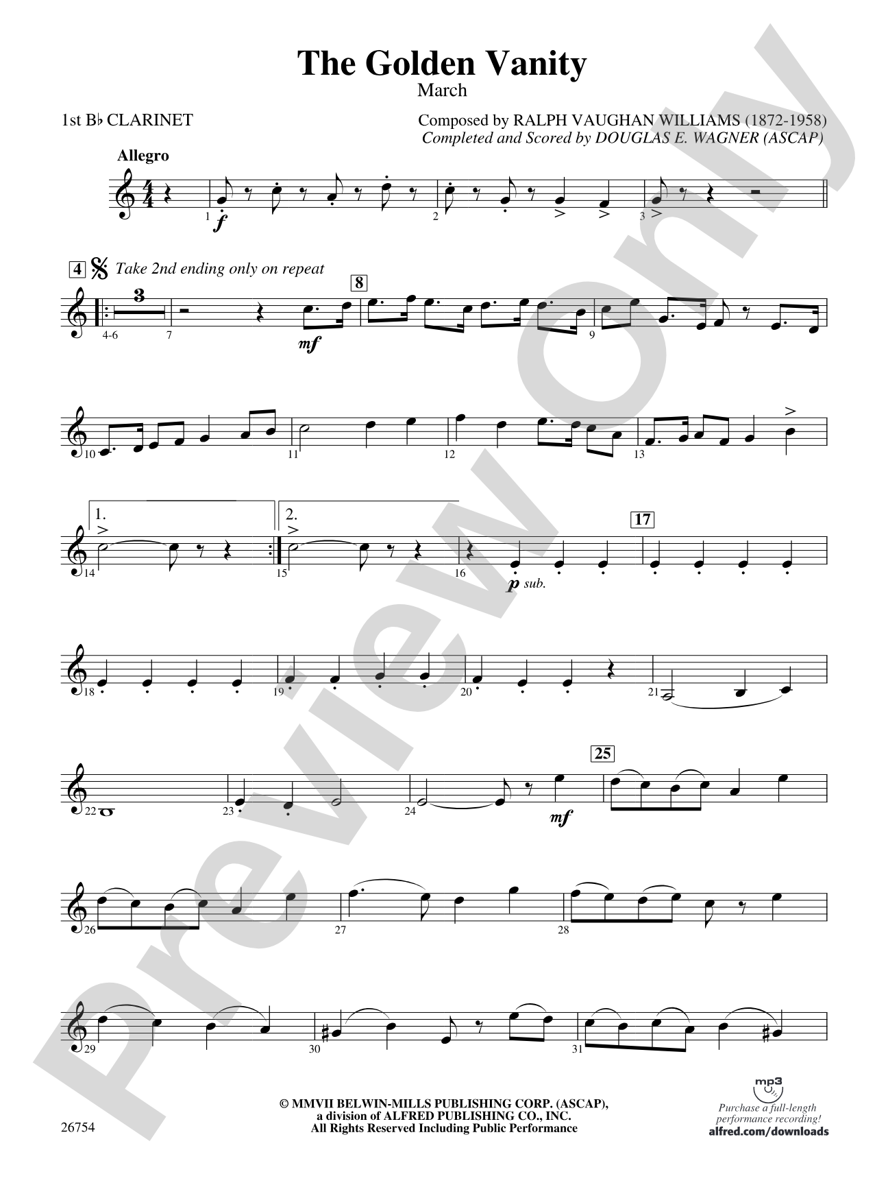 The Golden Vanity: 1st B-flat Clarinet