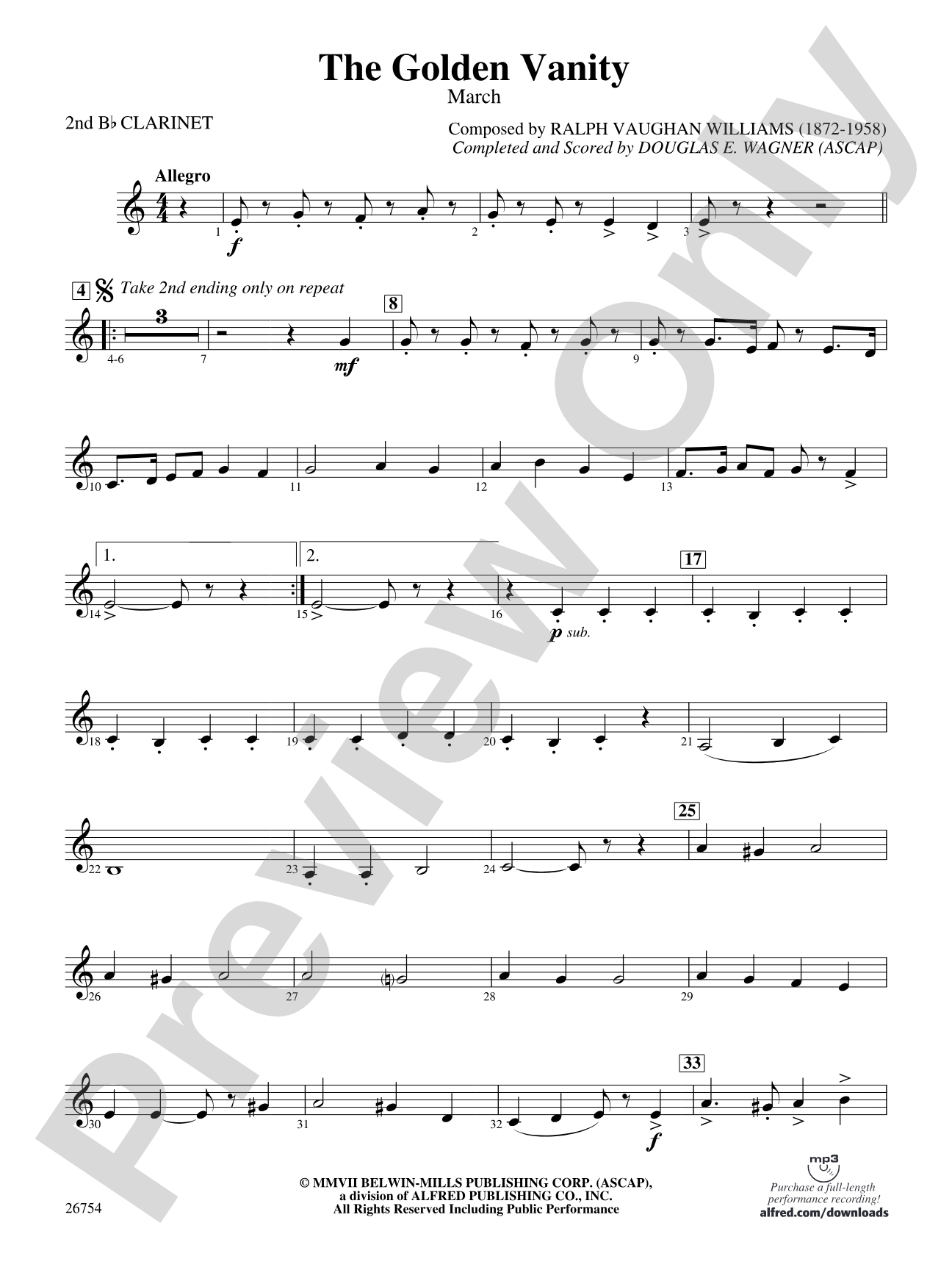The Golden Vanity: 2nd B-flat Clarinet