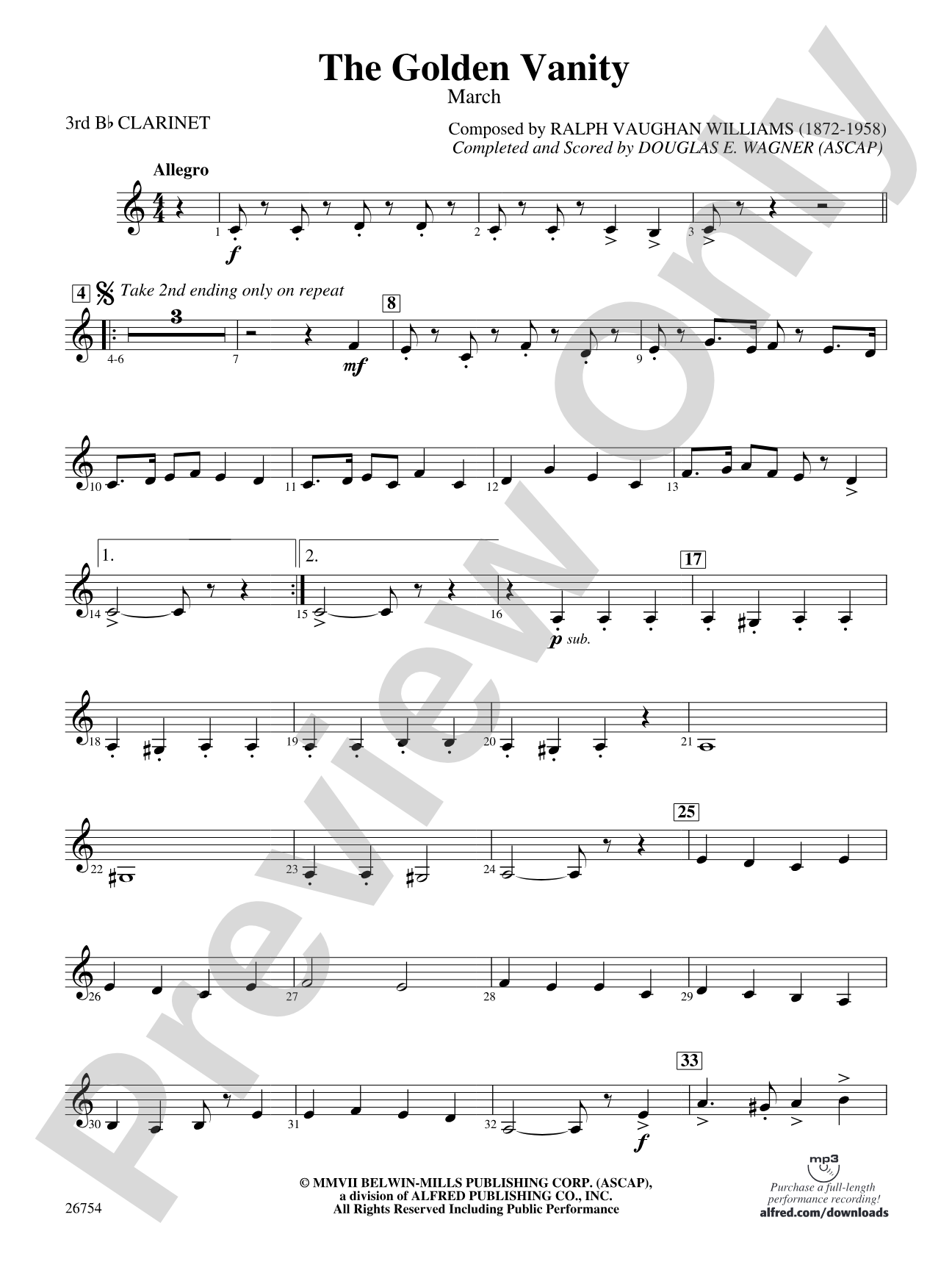 The Golden Vanity: 3rd B-flat Clarinet