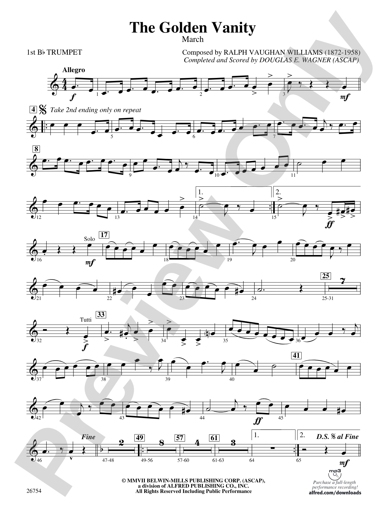 The Golden Vanity: 1st B-flat Trumpet