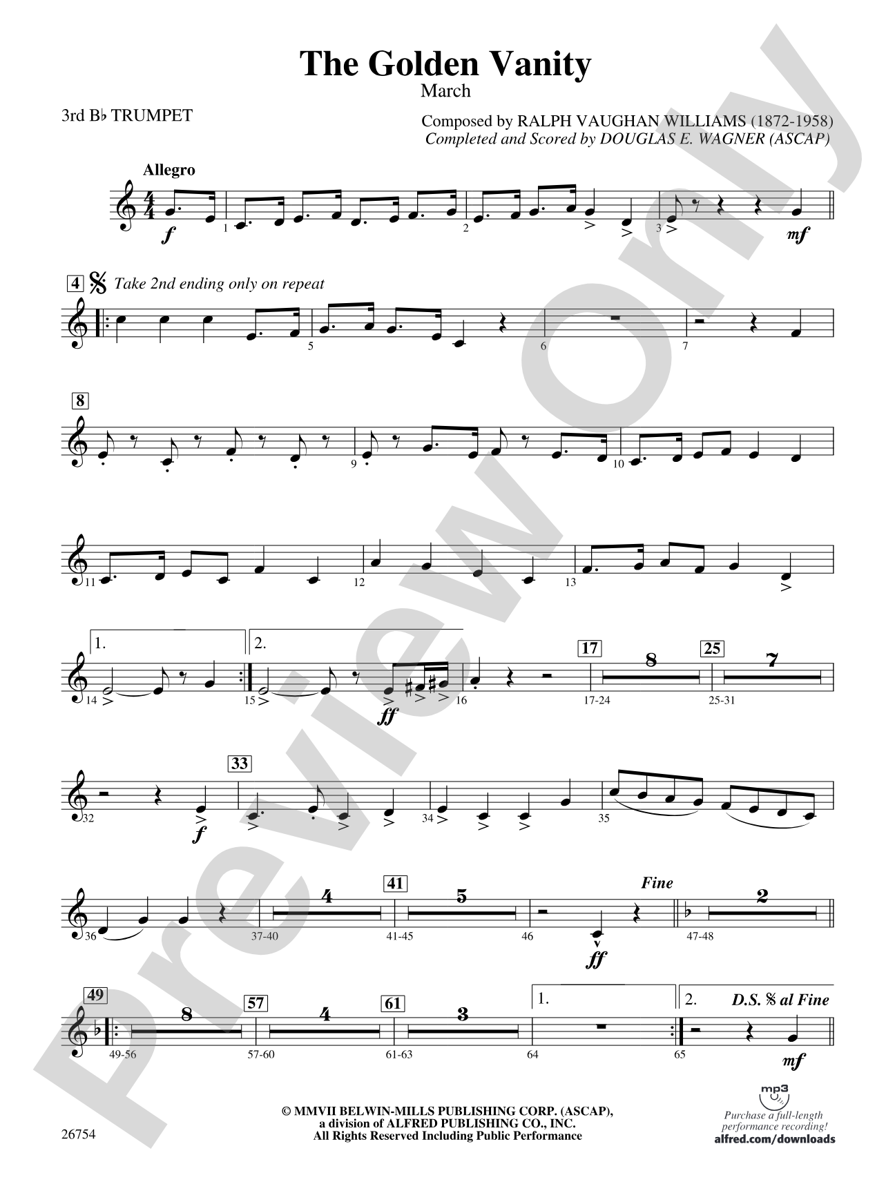 The Golden Vanity: 3rd B-flat Trumpet