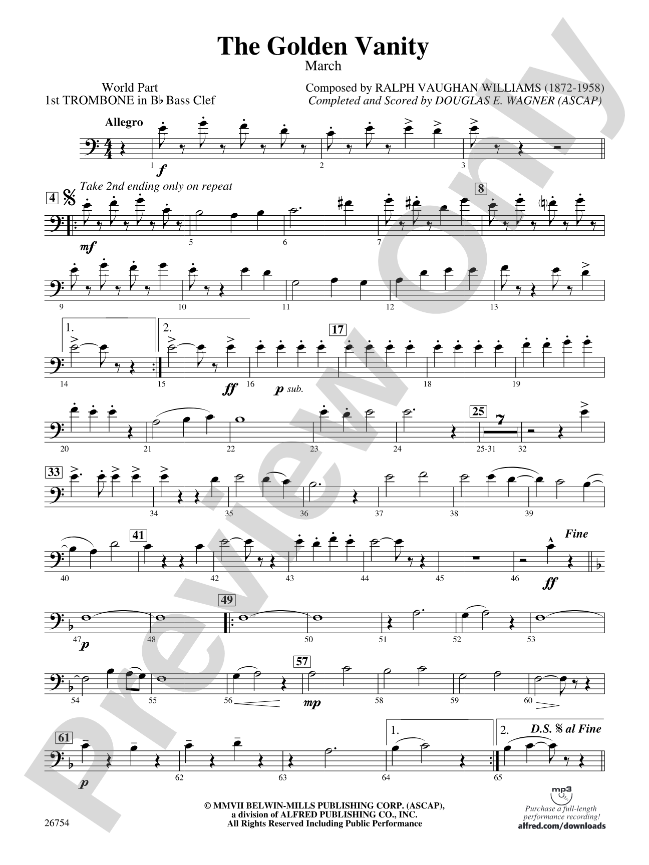 The Golden Vanity: (wp) 1st B-flat Trombone B.C.