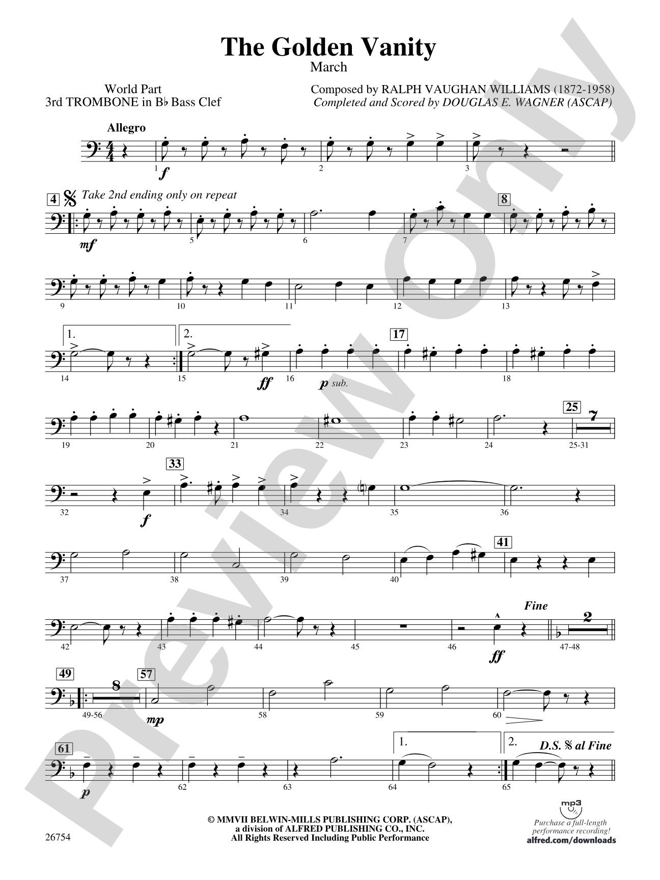 The Golden Vanity: (wp) 3rd B-flat Trombone B.C.