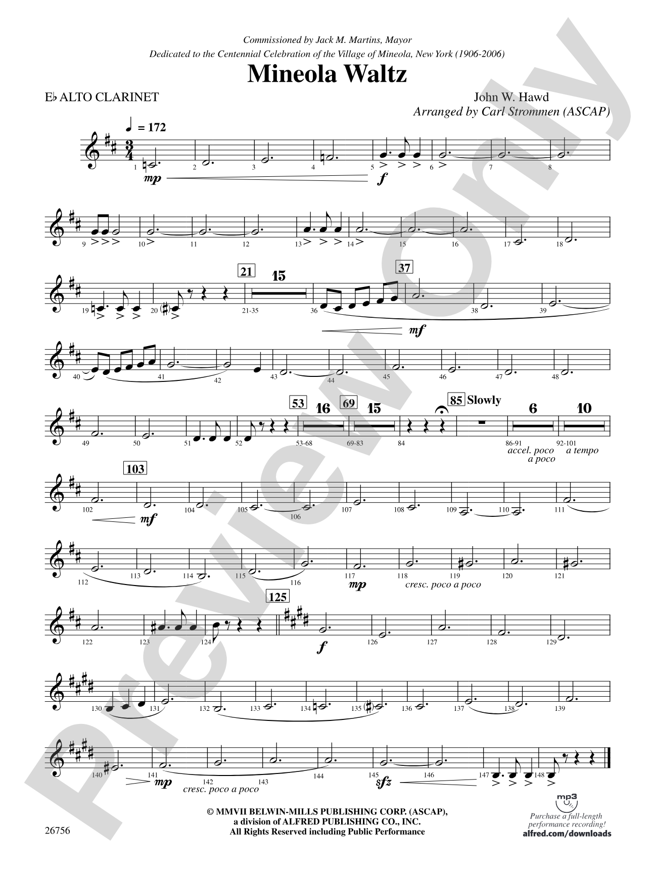 Mineola Waltz: E-flat Alto Clarinet