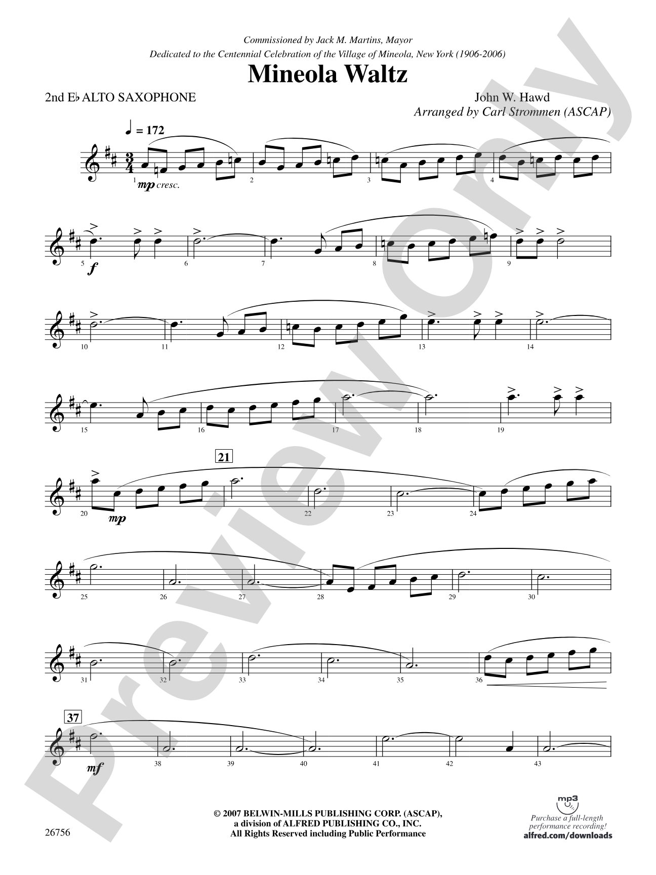 Mineola Waltz: 2nd E-flat Alto Saxophone