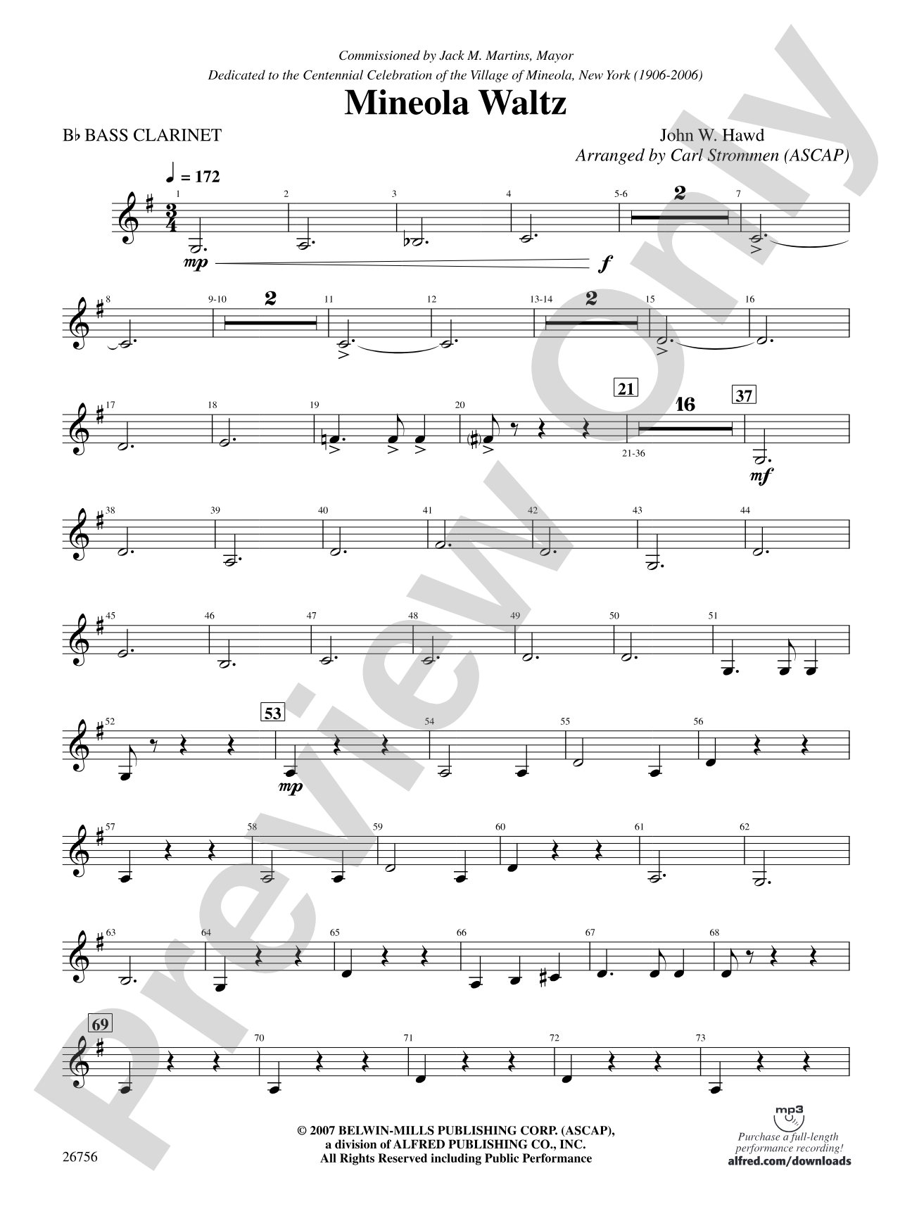Mineola Waltz: B-flat Bass Clarinet