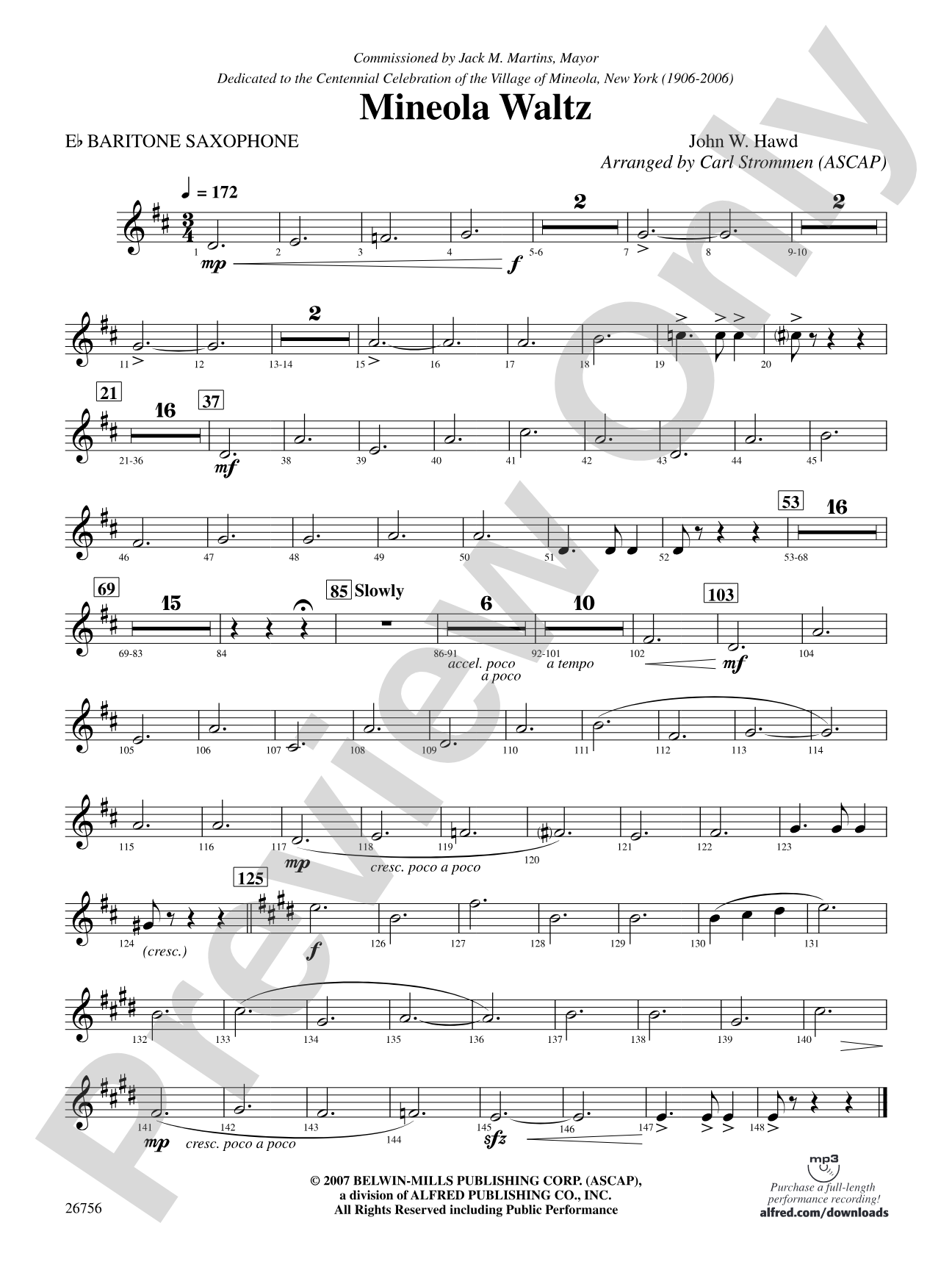 Mineola Waltz: E-flat Baritone Saxophone