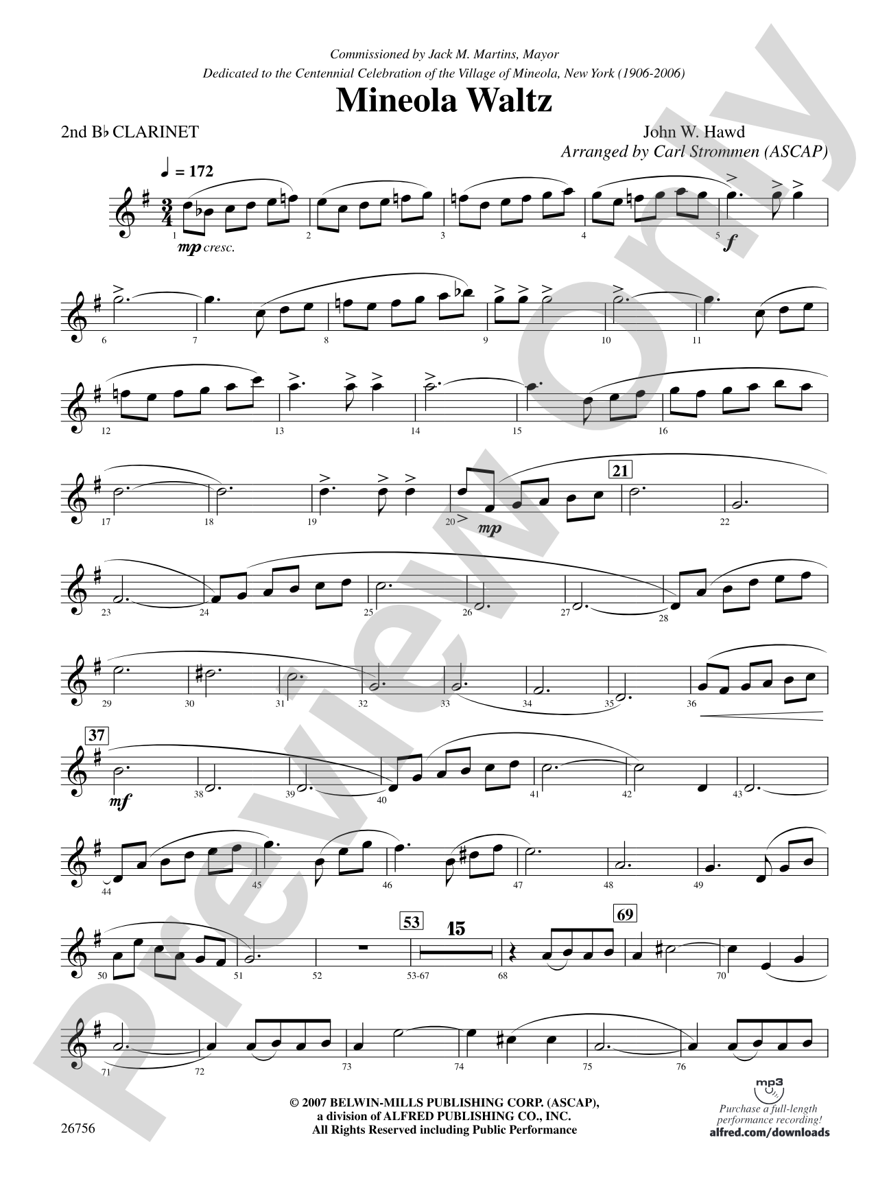 Mineola Waltz: 2nd B-flat Clarinet